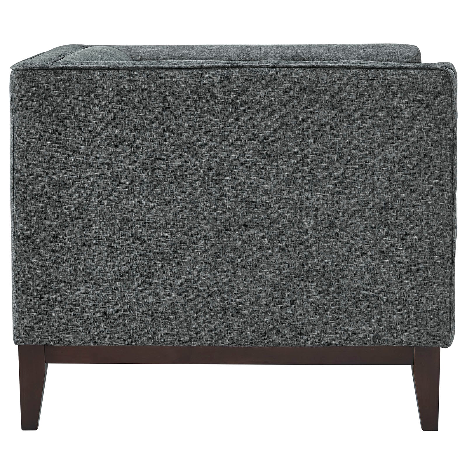 34 Inch Upholstered Fabric Armchair with Central Button Tufting in Gray - Image 2