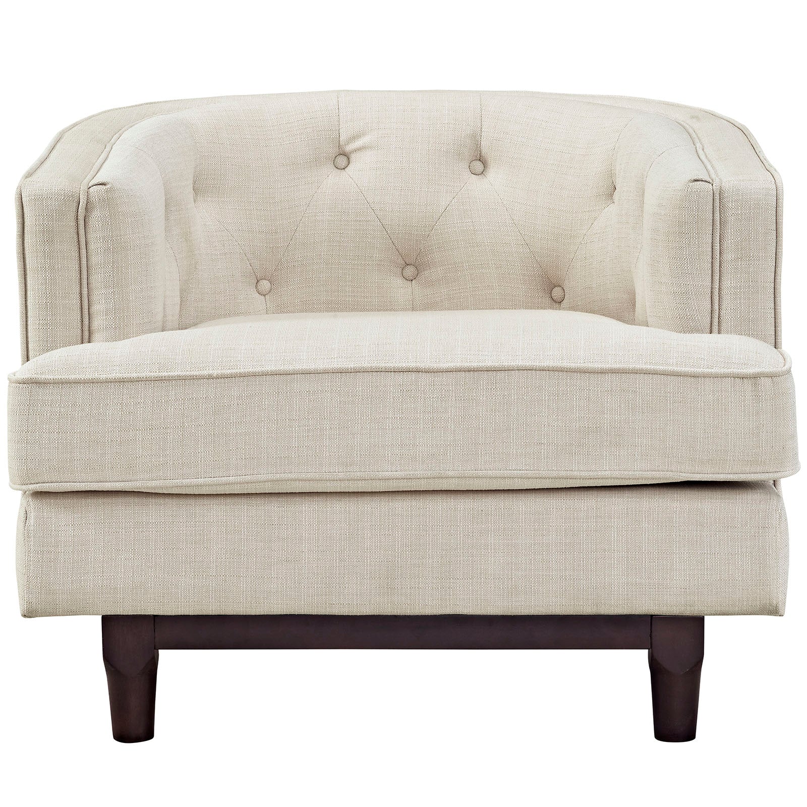 34 Inch Upholstered Fabric Button Tufted Armchair - Image 4