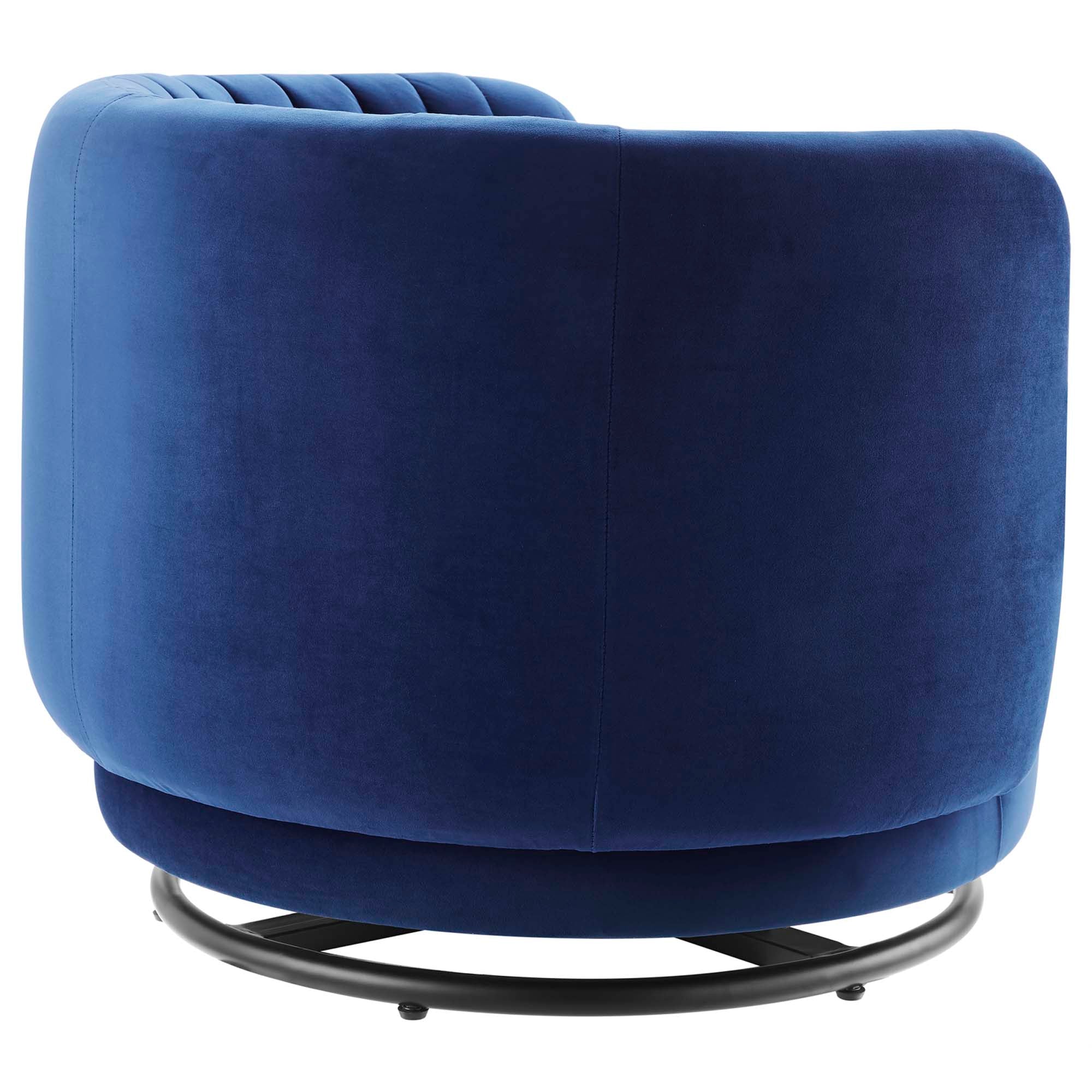 34 Inch Vertical Channel Tufted Performance Velvet Swivel Accent Chair with Black Metal Base - Image 18