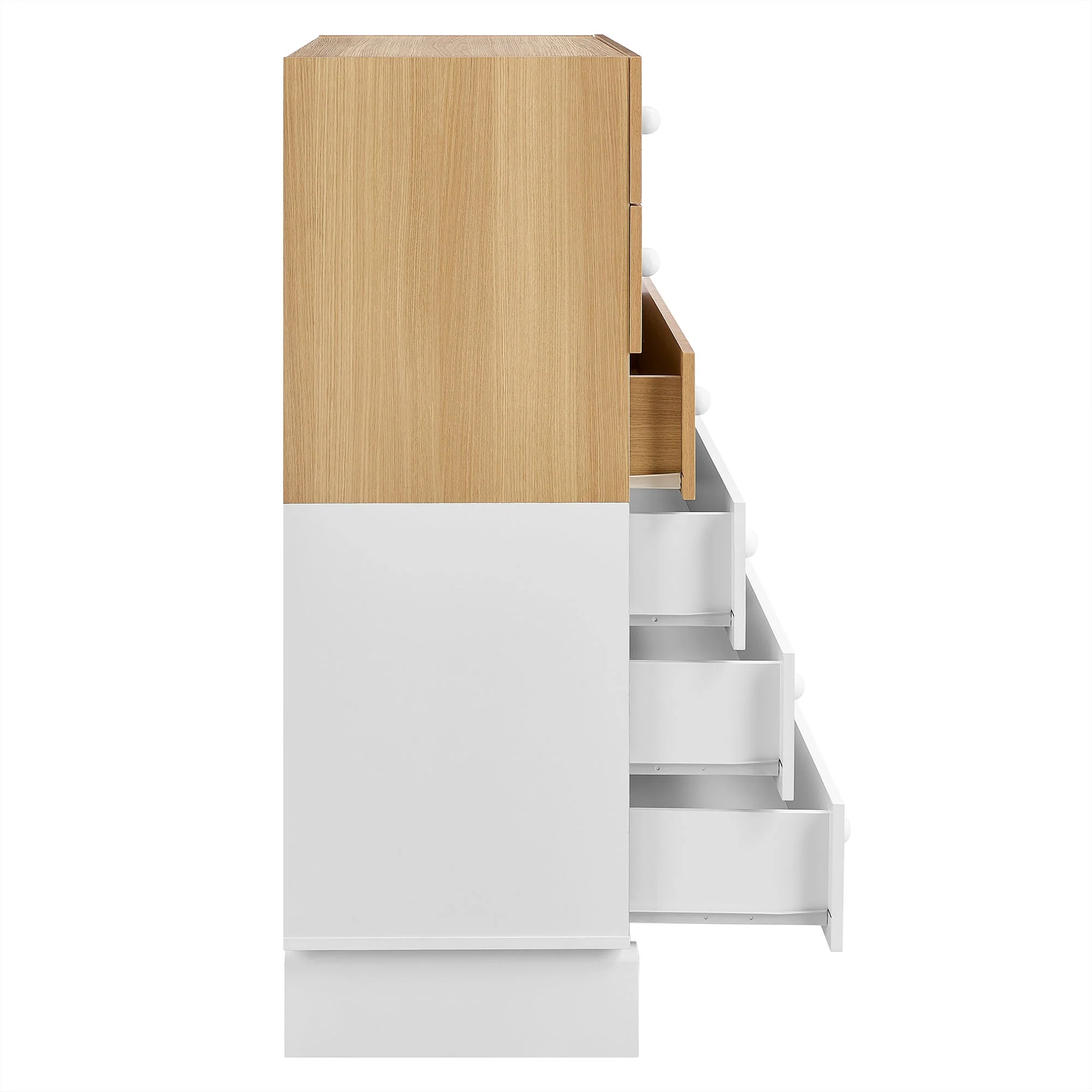 34" Oak White Two-Tone 6-Drawer Vertical Color Block Chest - Image 6