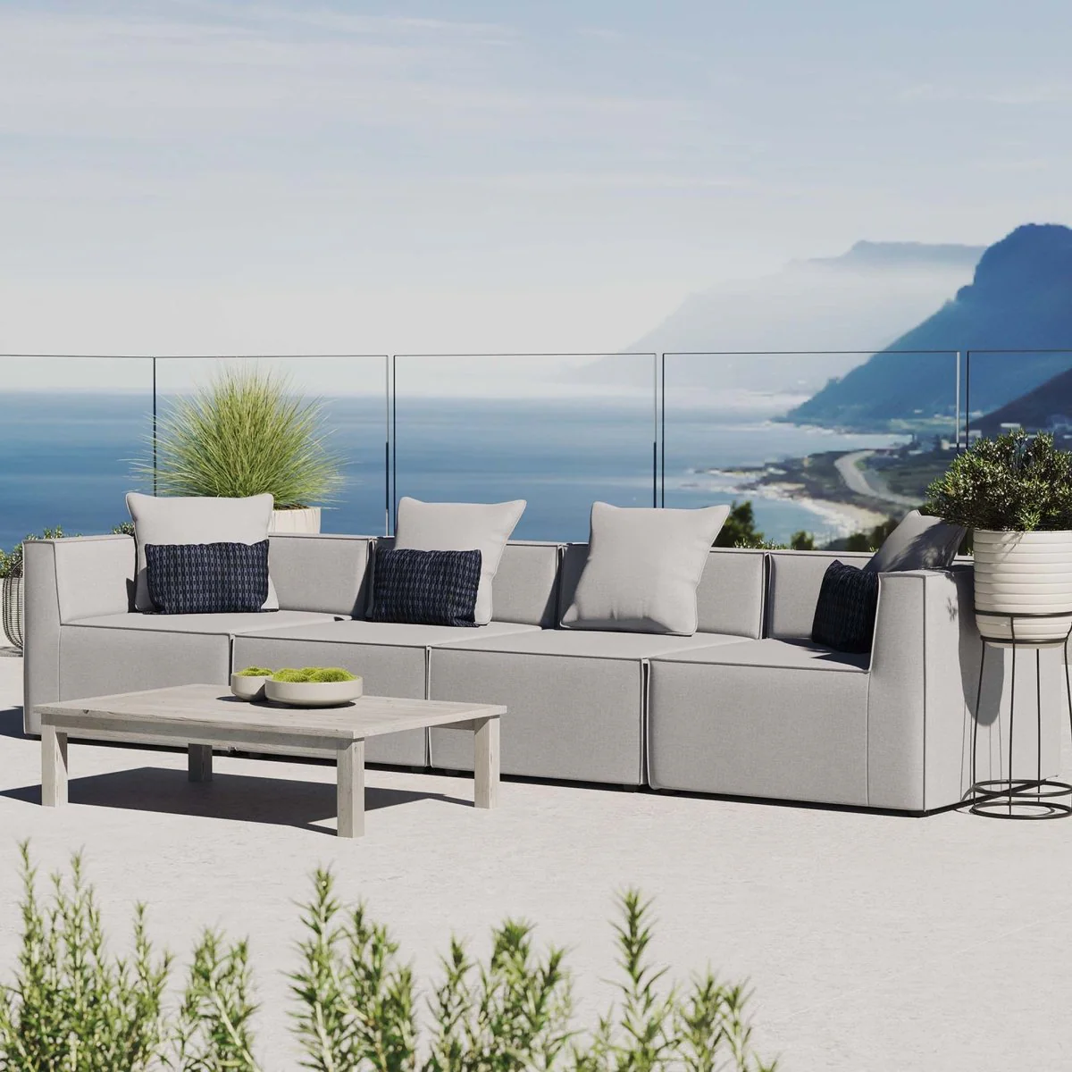 35" 4-Piece Modern Upholstered Outdoor Sectional Sofa – Weather-Resistant Modular Design - Image 12