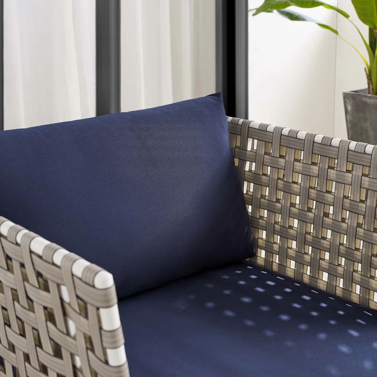 35” Aluminum and Sunbrella® Weave Outdoor Patio Armchair with Durable Rust-Resistant Frame - Image 2