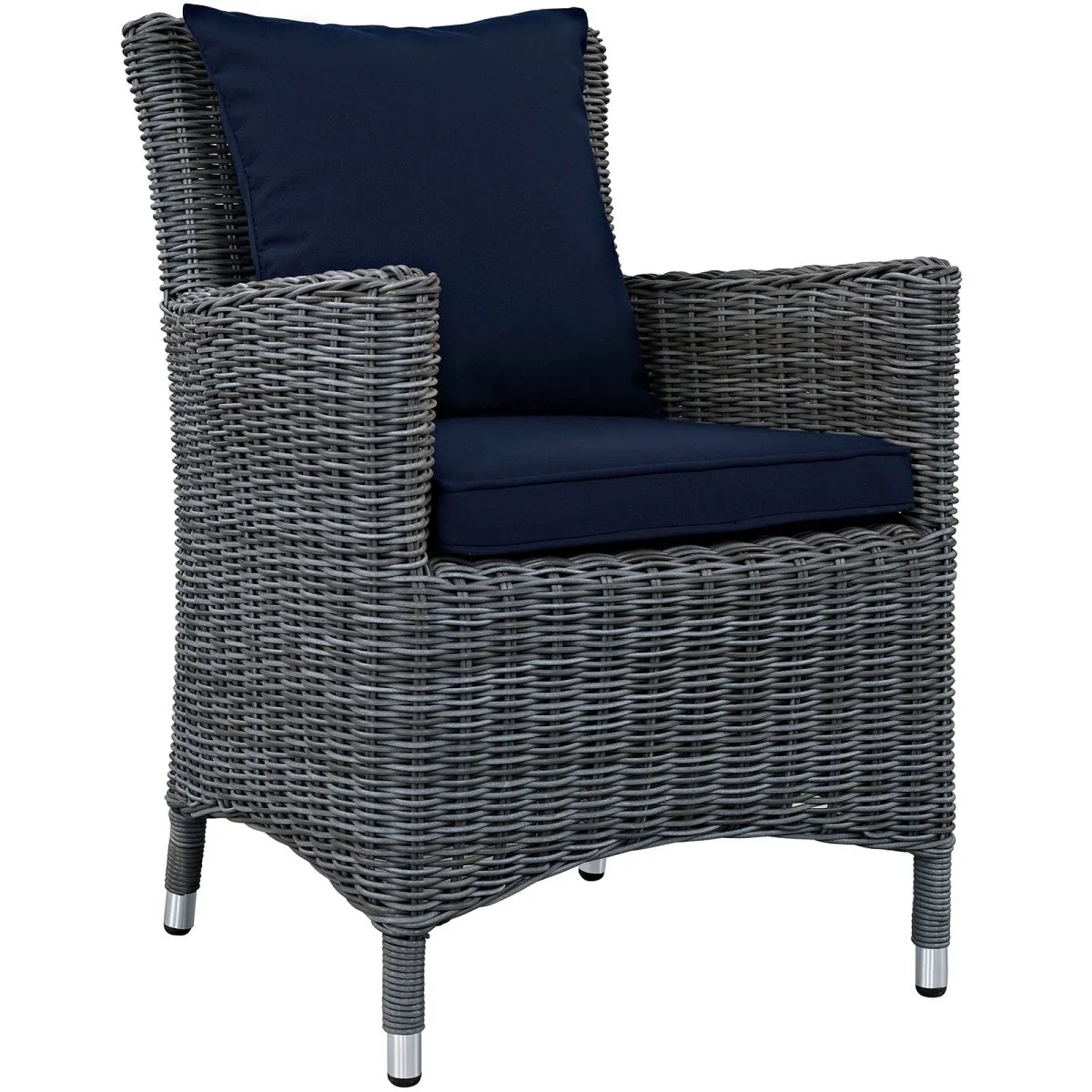 35" Canvas Wicker Outdoor Dining Armchair Set of 2 with Cushioned Seats and Armrests - Image 12