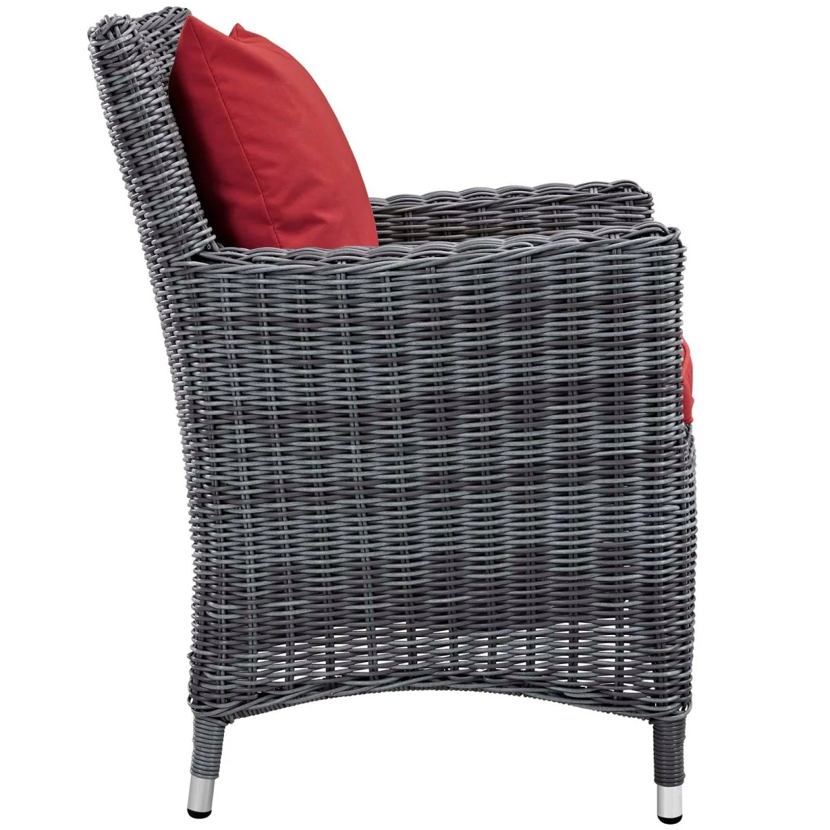 35" Canvas Wicker Outdoor Dining Armchair with Weather-Resistant Fabric and Sturdy Frame - Image 5