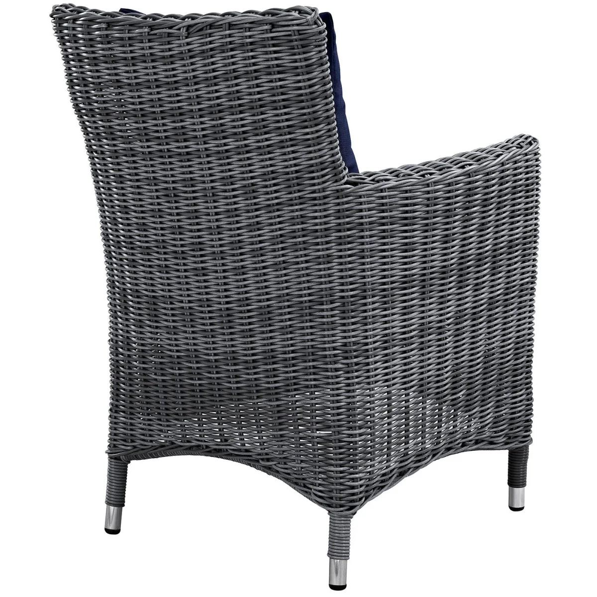 35" Canvas Wicker Outdoor Dining Armchair with Weather-Resistant Fabric and Sturdy Frame - Image 9
