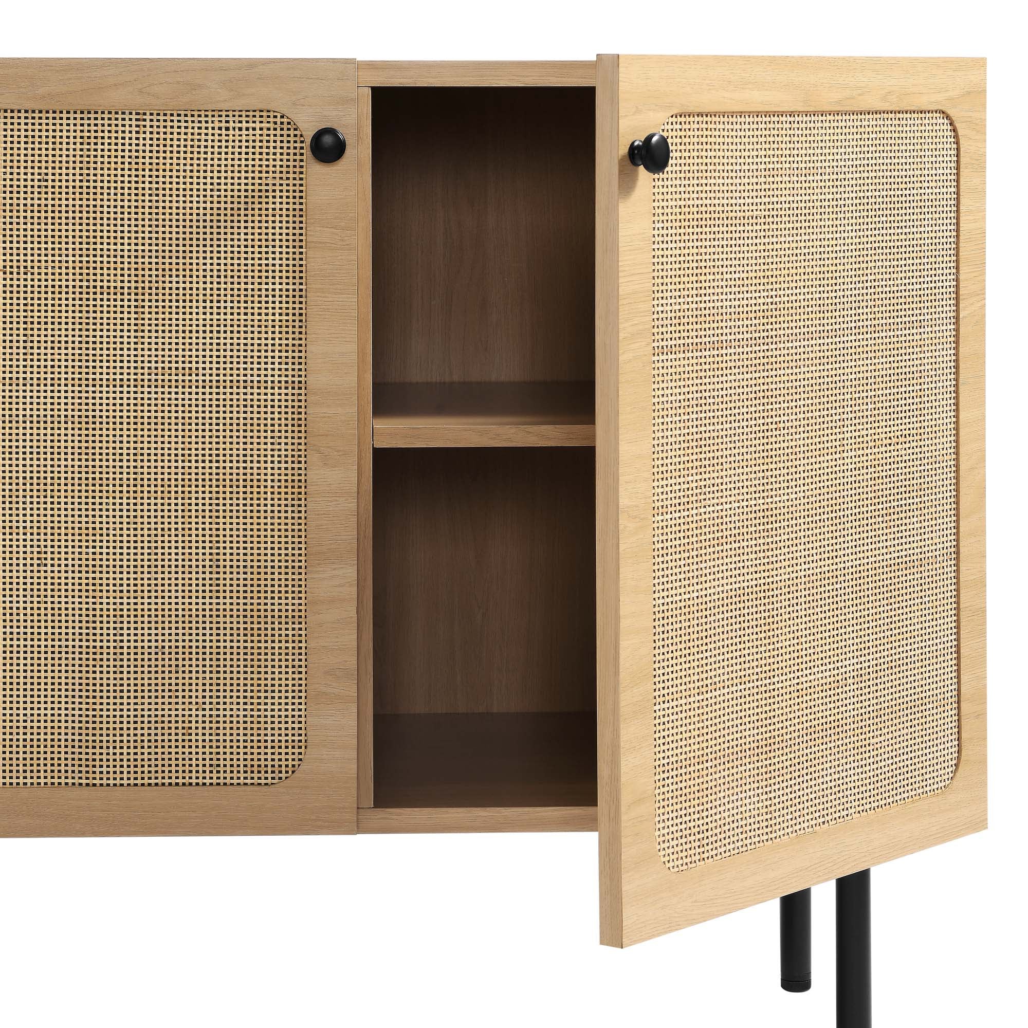 35 Inch 2-Door Accent Cabinet with Rattan Woven Door Fronts - Image 12