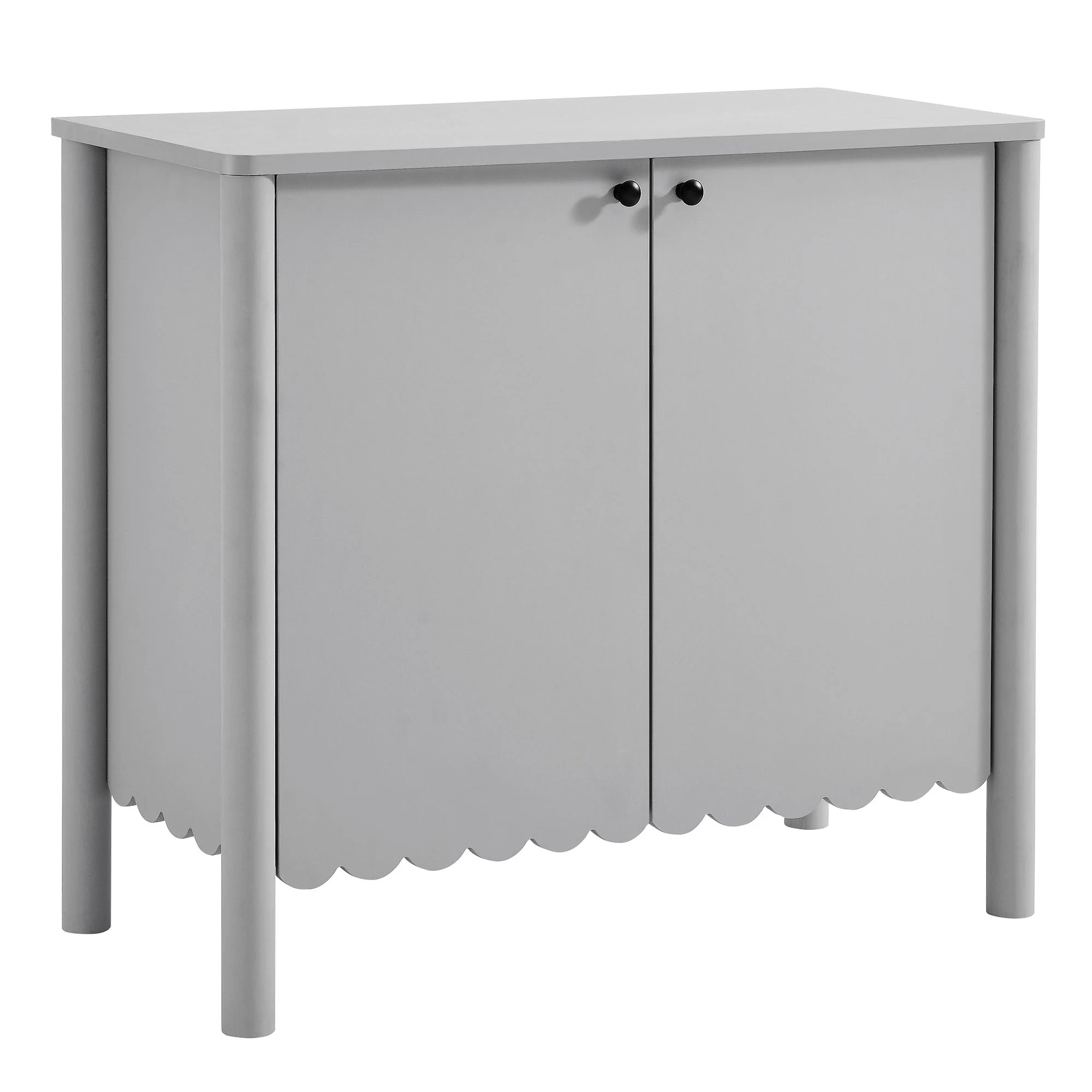 35 Inch 2-Door Scalloped Sideboard Cabinet with Adjustable Shelf