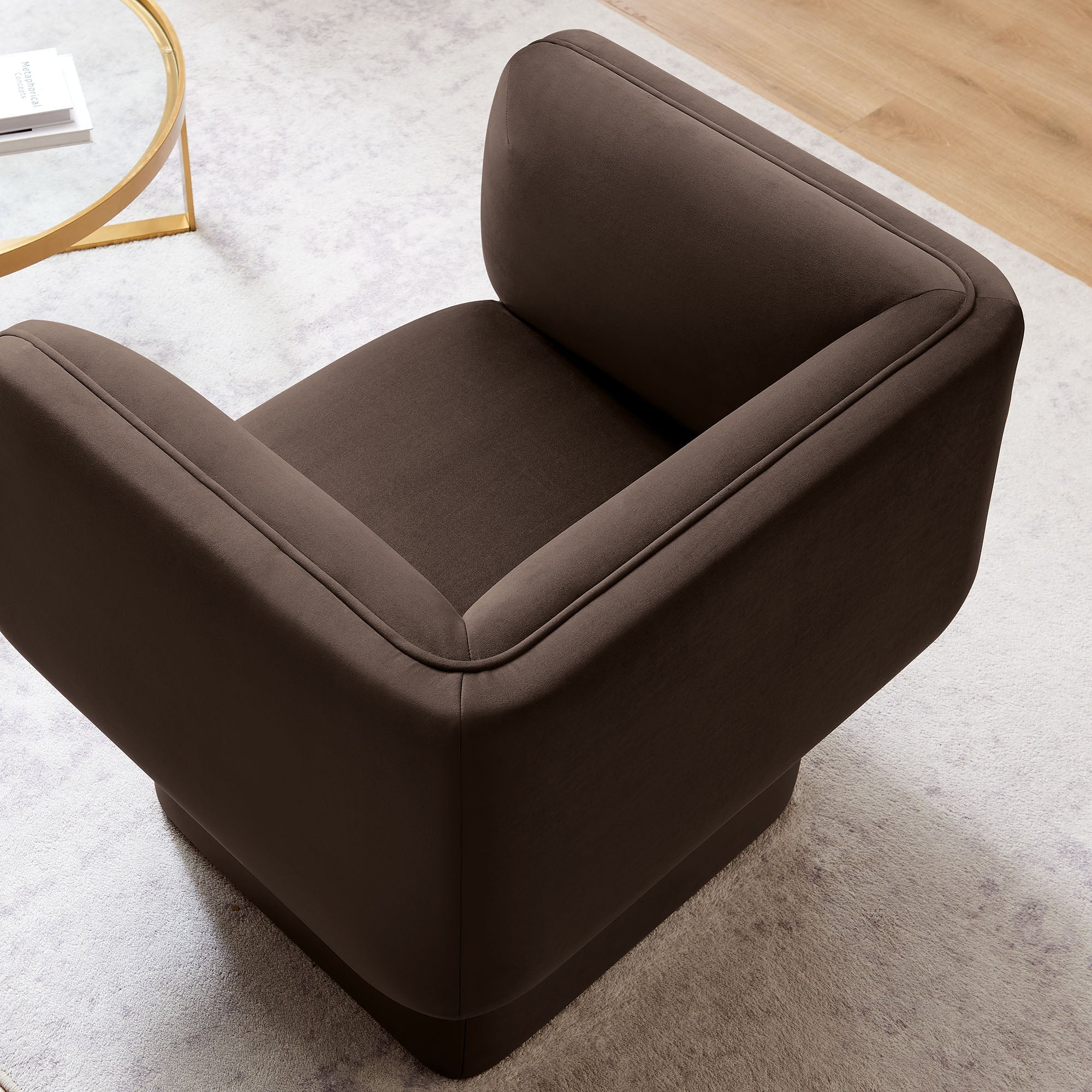 35 Inch Square Performance Velvet Accent Armchair - Image 18