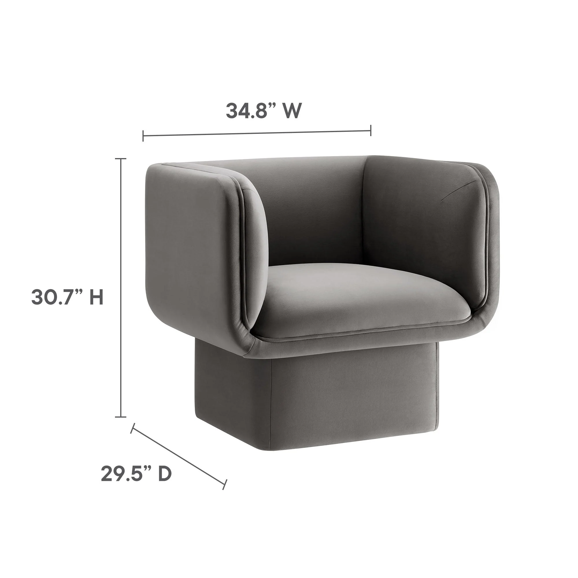 35 Inch Square Performance Velvet Accent Armchair - Image 24