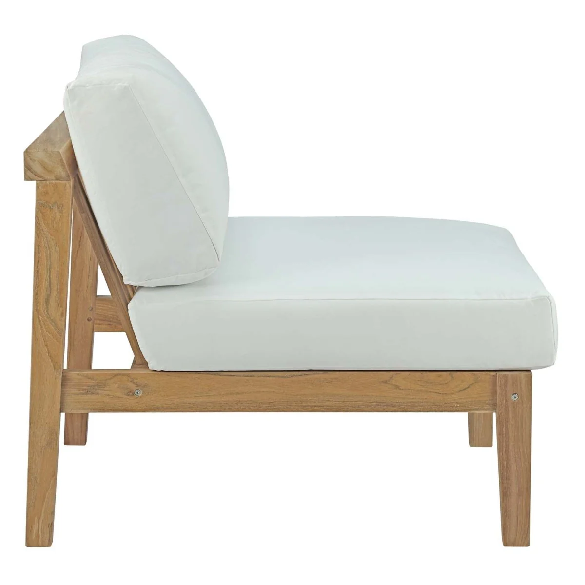 35" Natural White Bayport Outdoor Patio Teak Armless Chair - Image 2