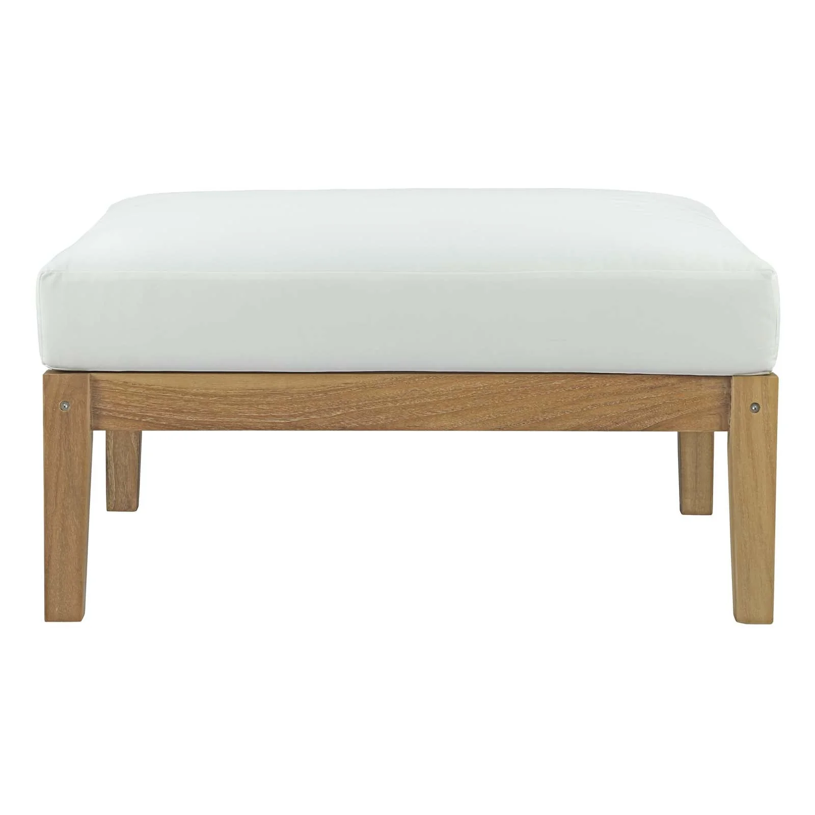 35" Natural White Outdoor Patio Teak Wood Ottoman - Image 2