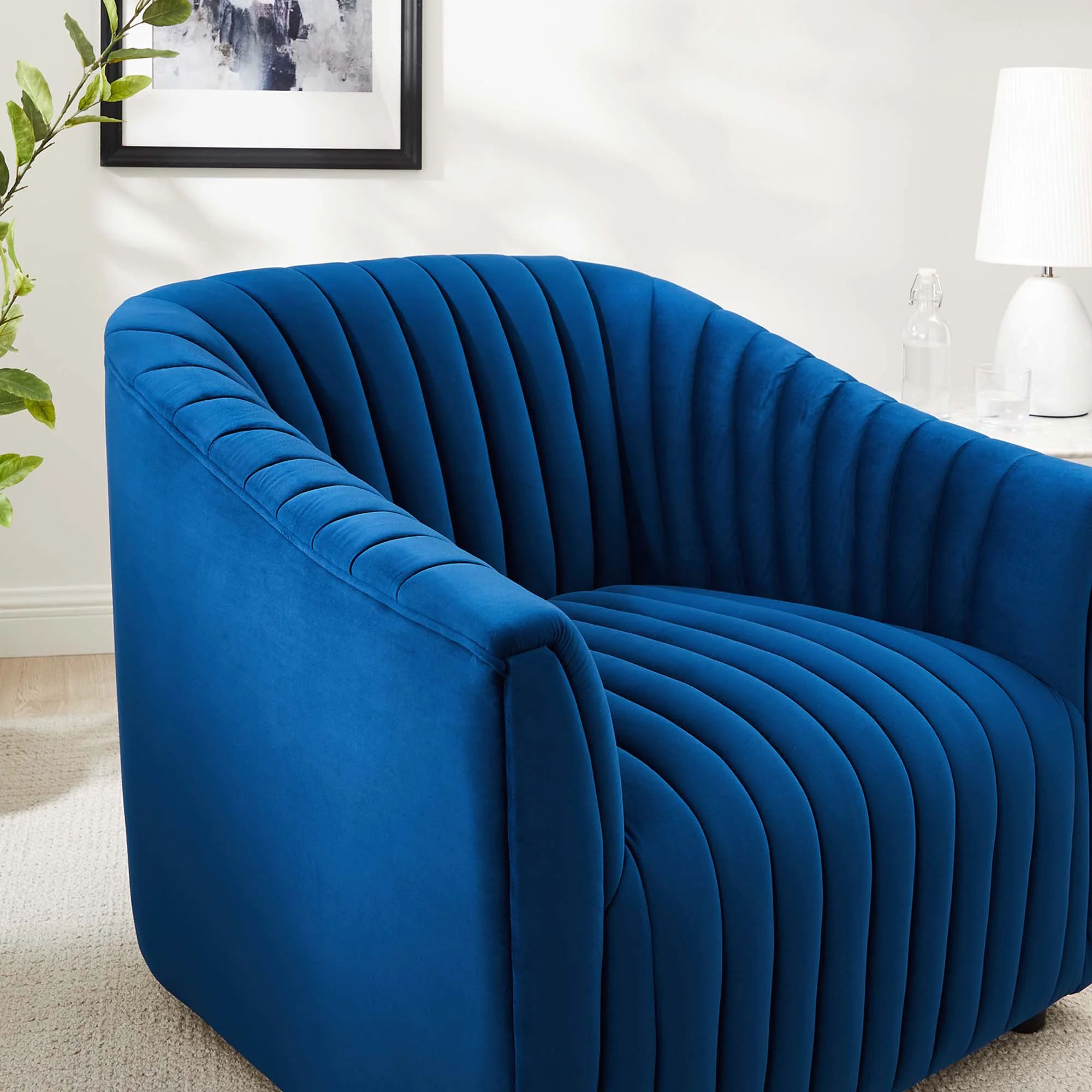 36 Inch Channel Tufted Performance Velvet Armchair - Image 9