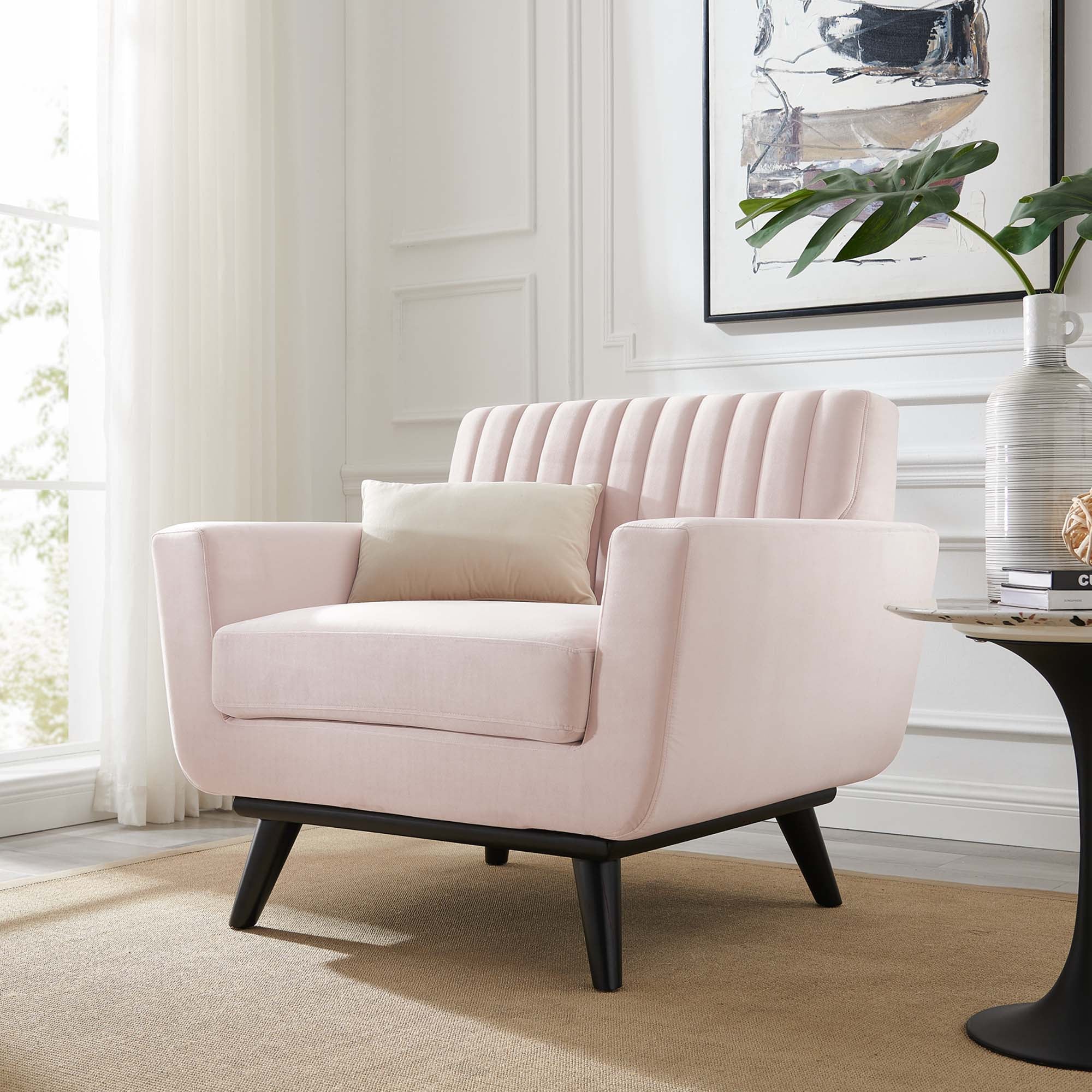 36 Inch Channel Tufted Performance Velvet Armchair - Image 18