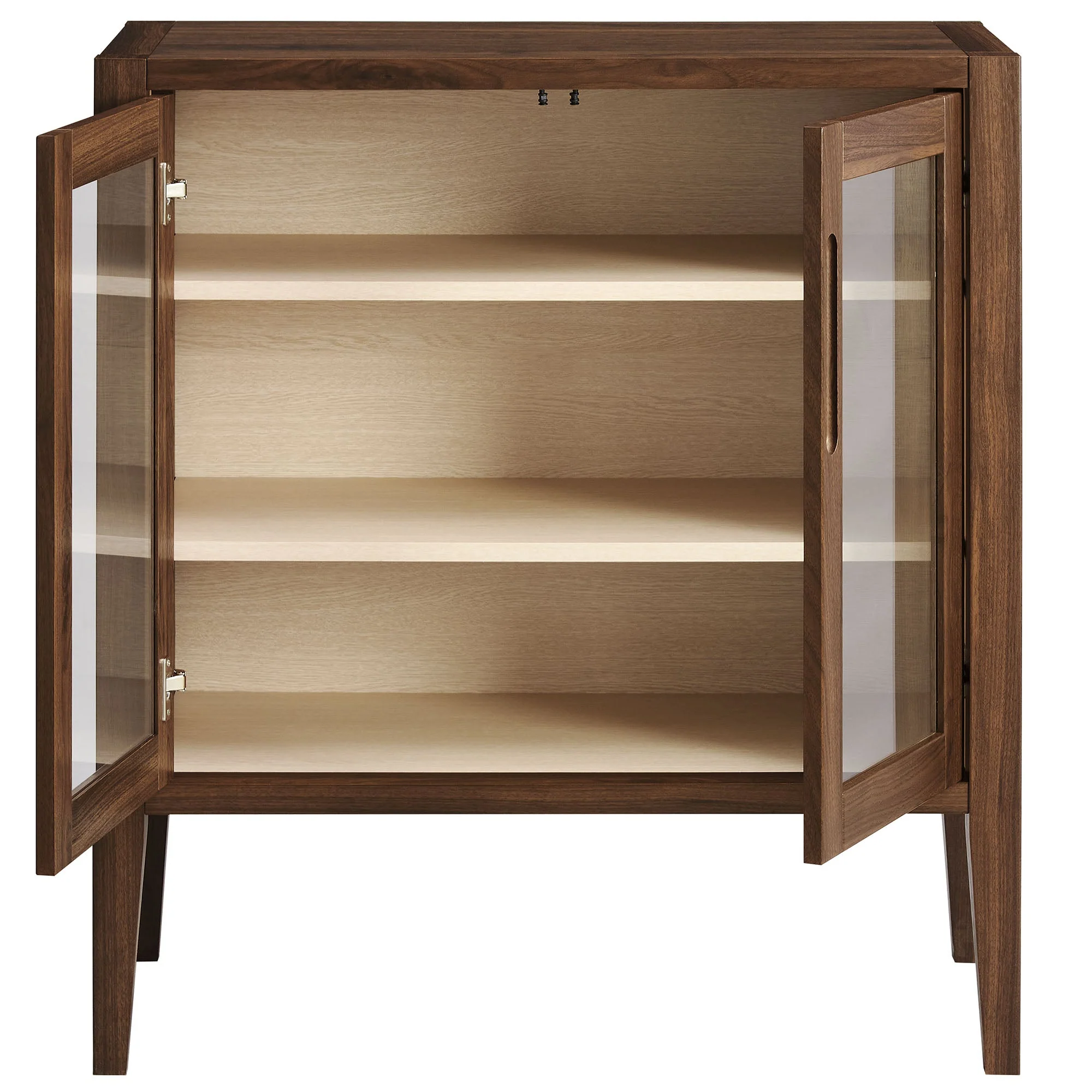 36 Inch Mid-Century Modern Glass Door Accent Cabinet in Walnut - Image 5