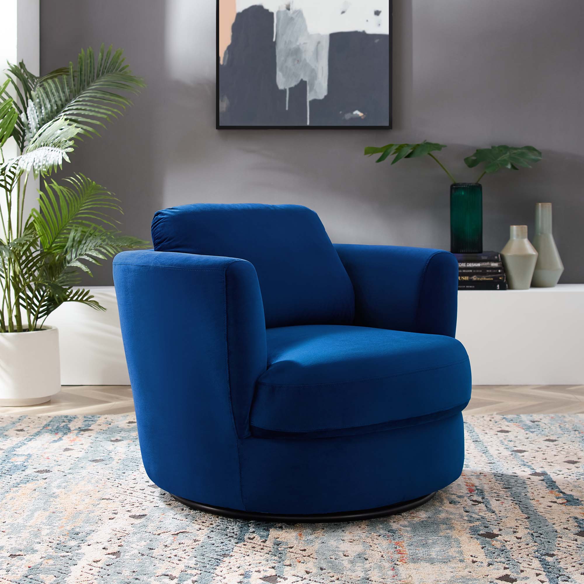 36 Inch Performance Velvet Swivel Barrel Armchair - Image 14