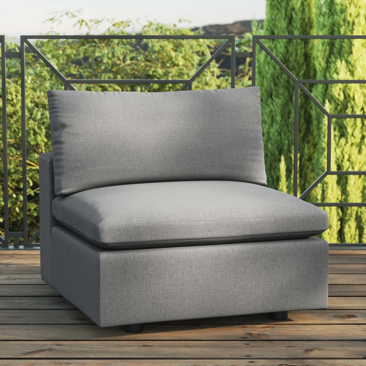 36" Overstuffed Outdoor Patio Armless Chair with Deep Cushioned Seat and Weather-Resistant - Image 14