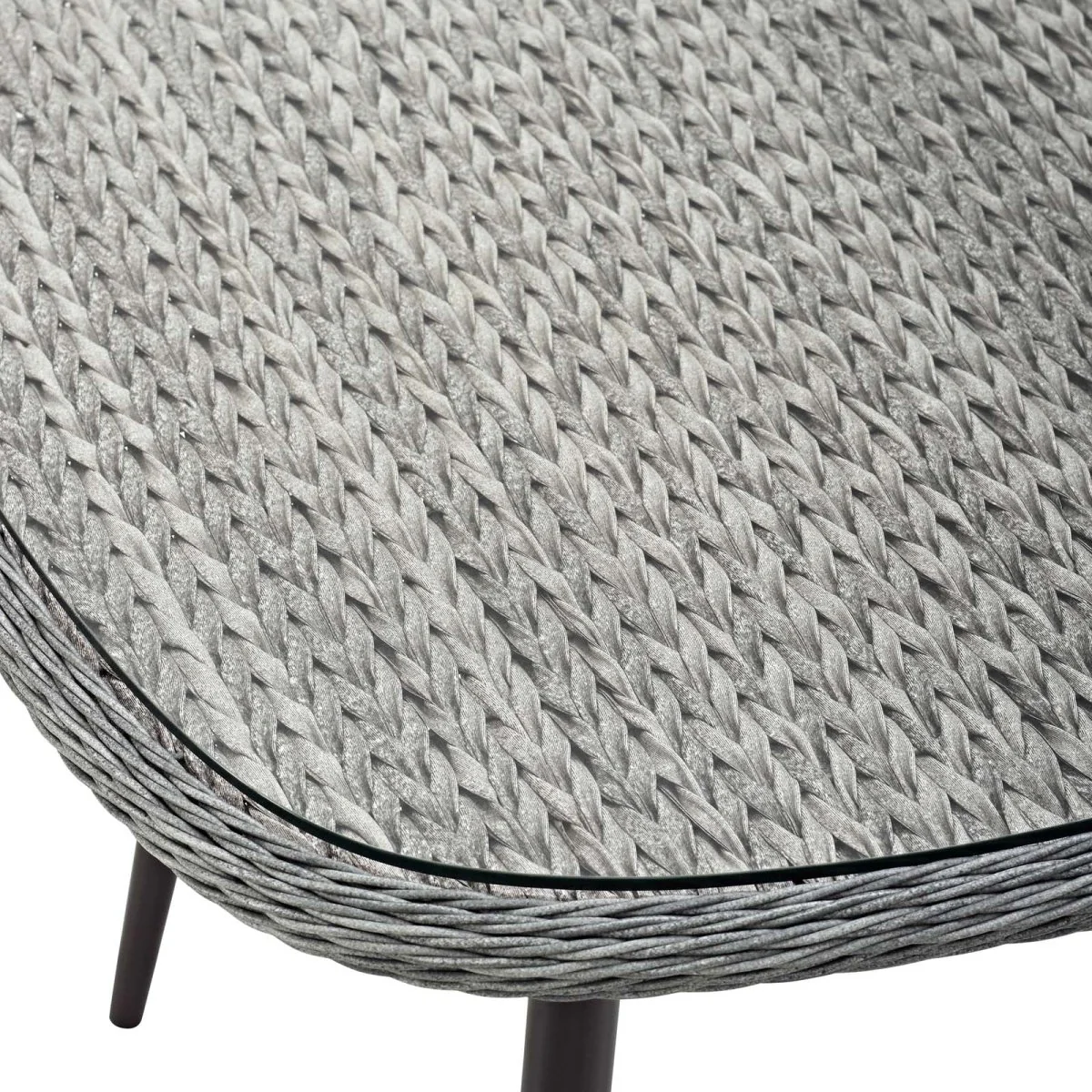 36" Gray Square Outdoor Patio Wicker Rattan Dining Table - Image 4