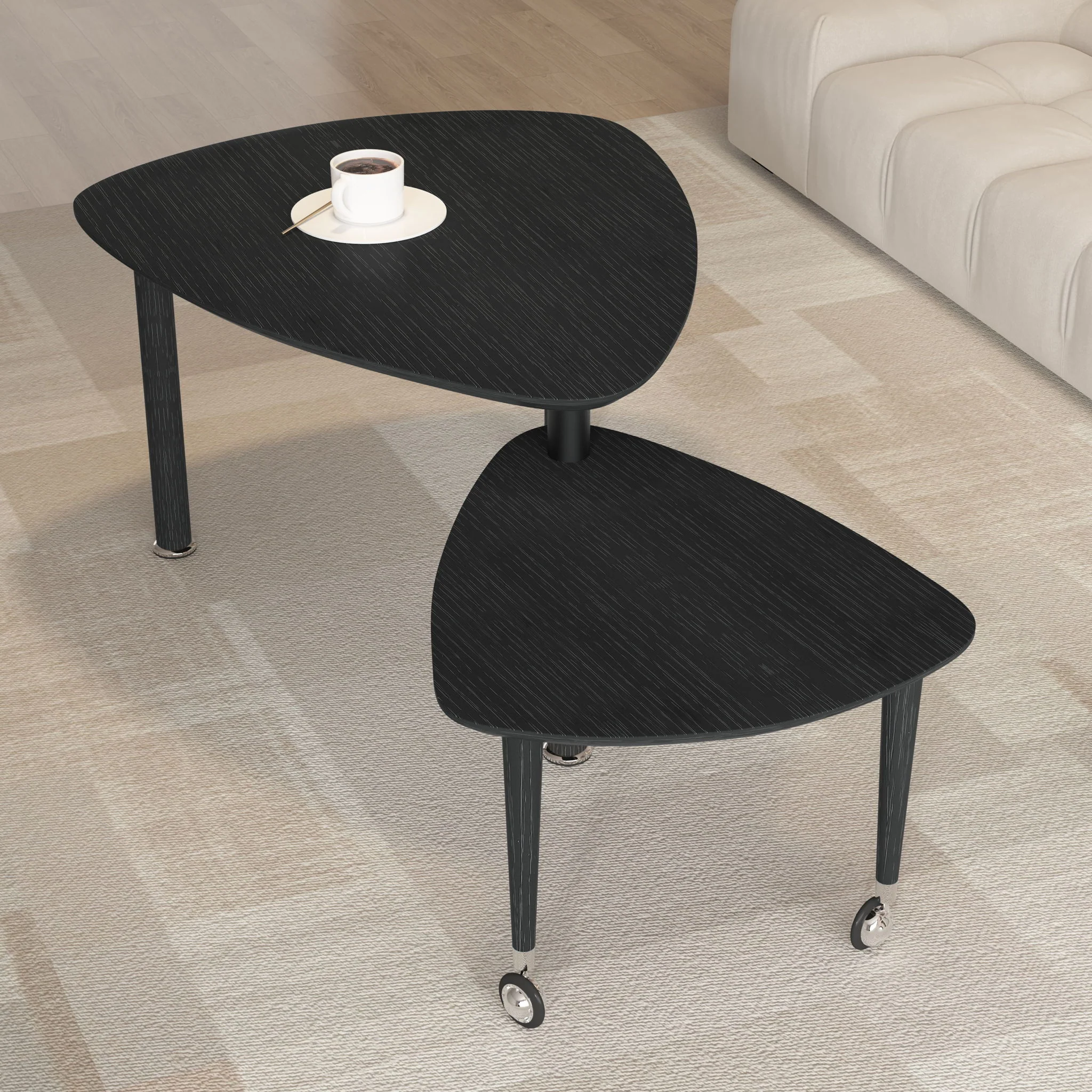 360 Degree Rotatable Coffee Table With Solid Legs - Image 9