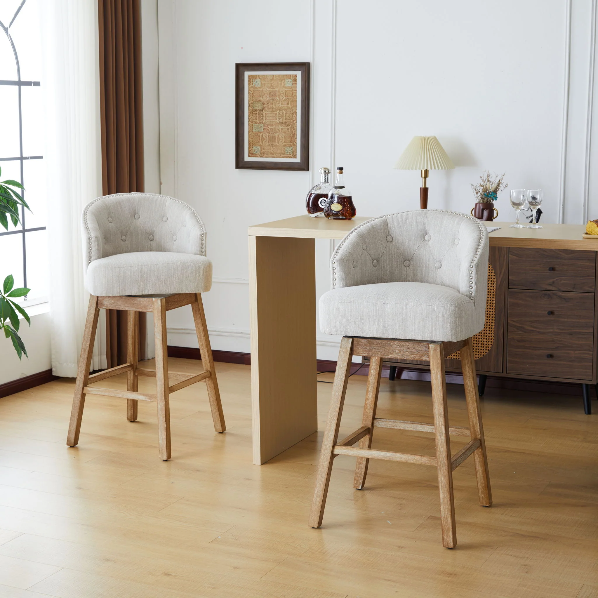 360 Degree Rotation Swivel Counter Stools (Set of 2) - Image 4