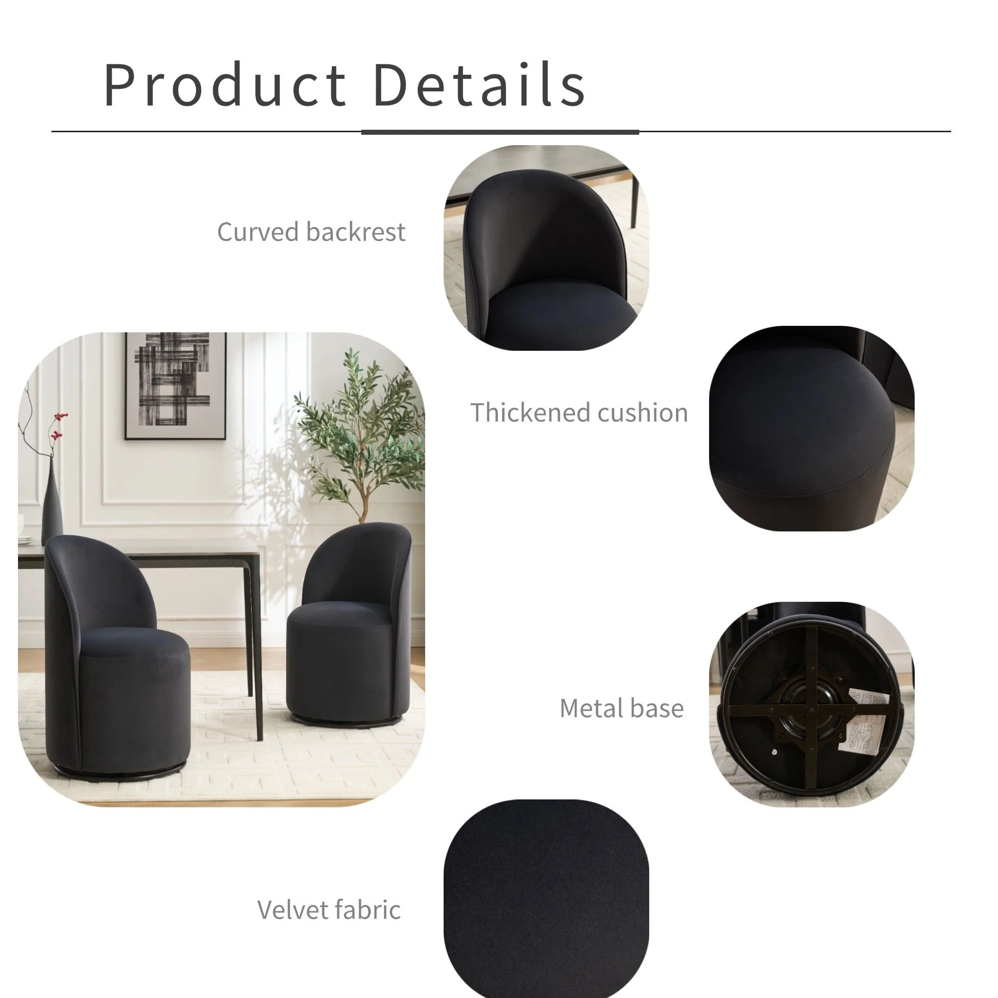 360 Degree Swivel Armless Dining Barrel Chair - Image 9