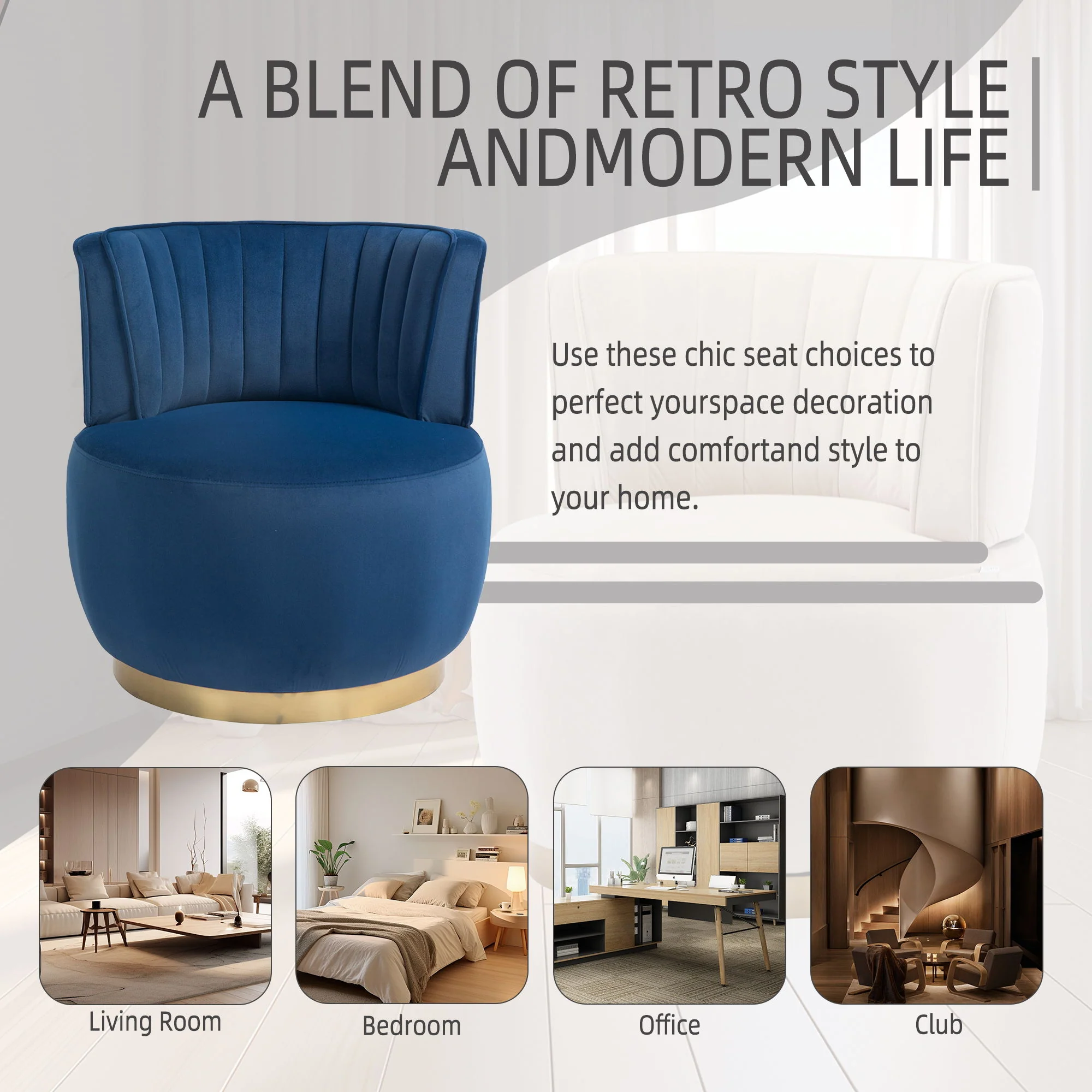 360 Degree Swivel Cuddle Barrel Accent Sofa Chair - Image 20