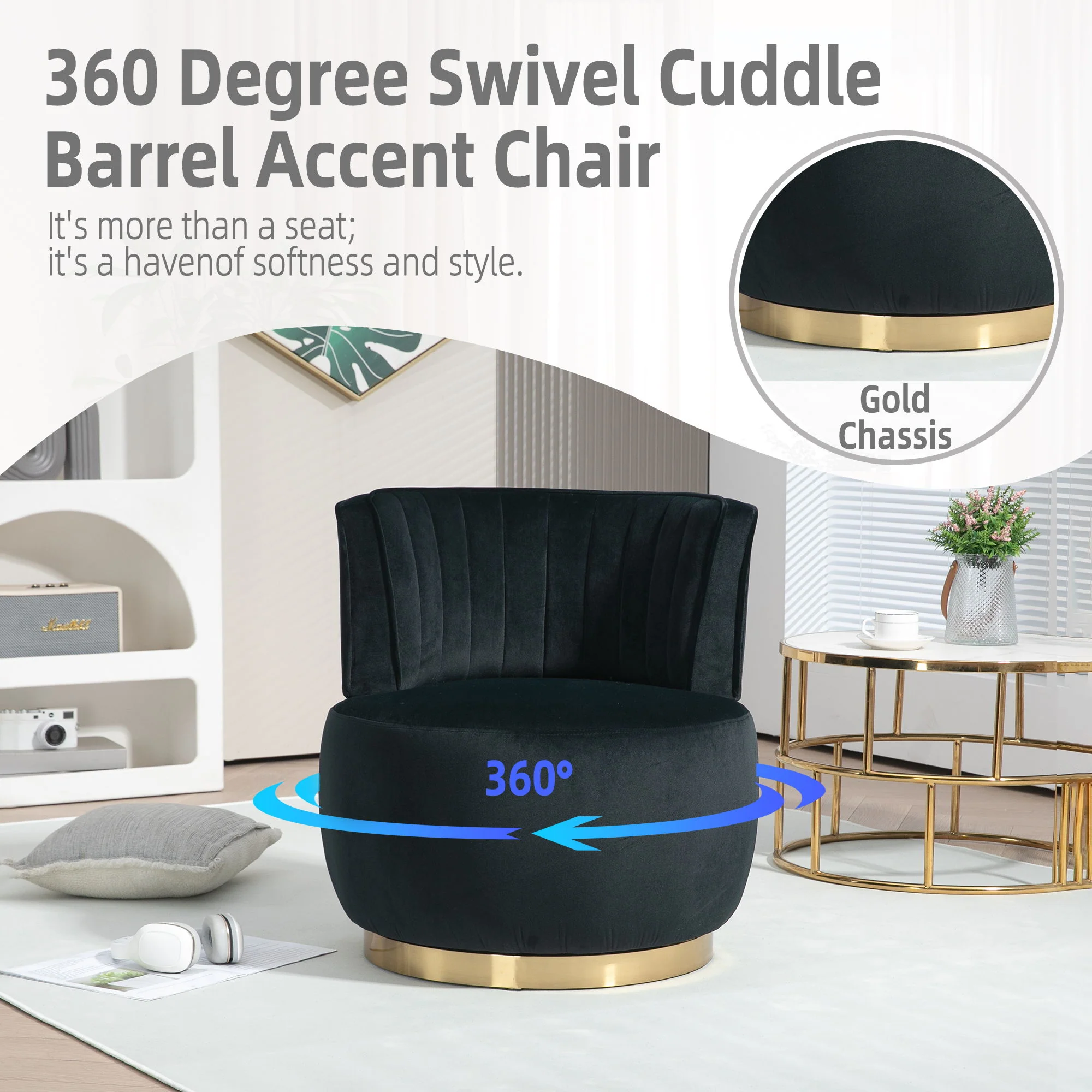 360 Degree Swivel Cuddle Barrel Accent Sofa Chair - Image 38