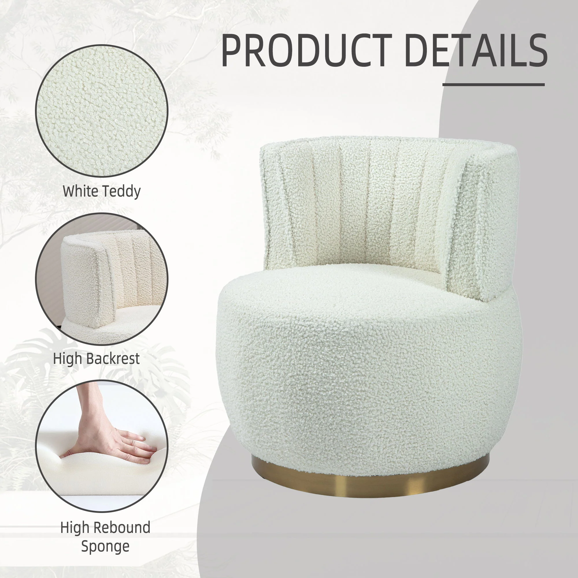 360 Degree Swivel Cuddle Barrel Accent Sofa Chair - Image 59