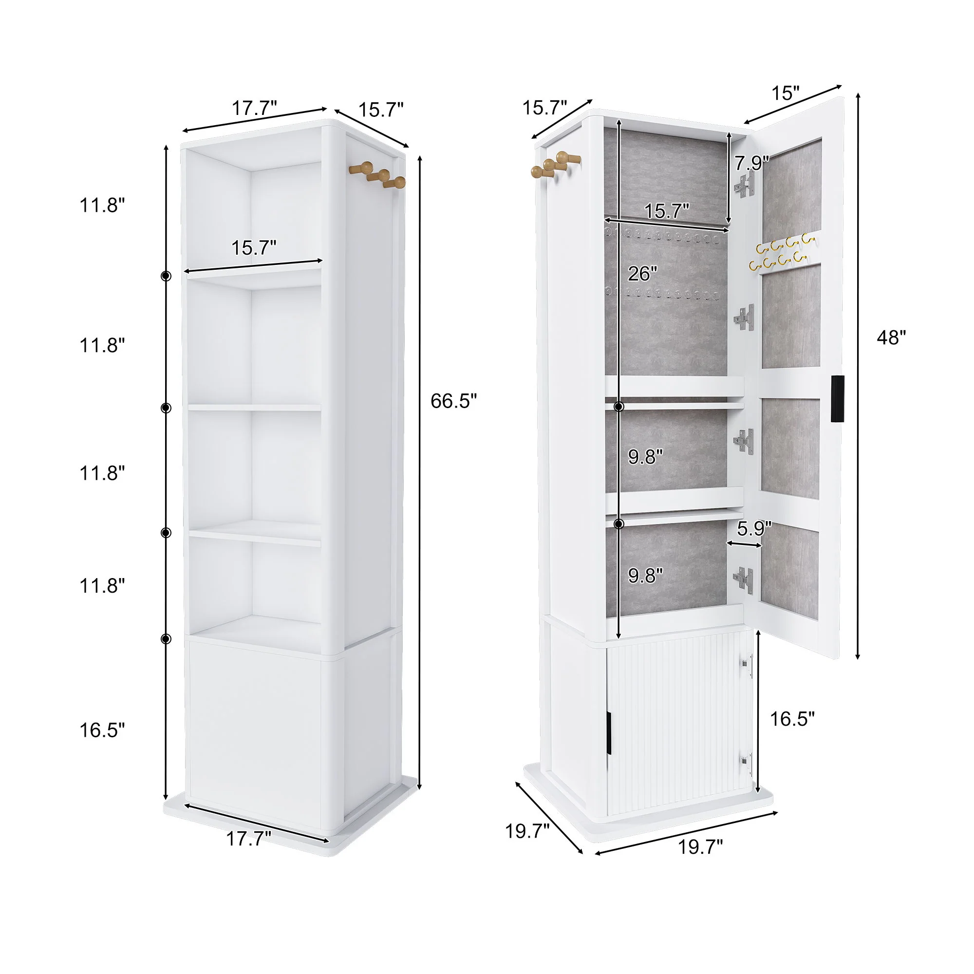 360° Rotating Makeup Cabinet With Full Length Mirror - Image 4