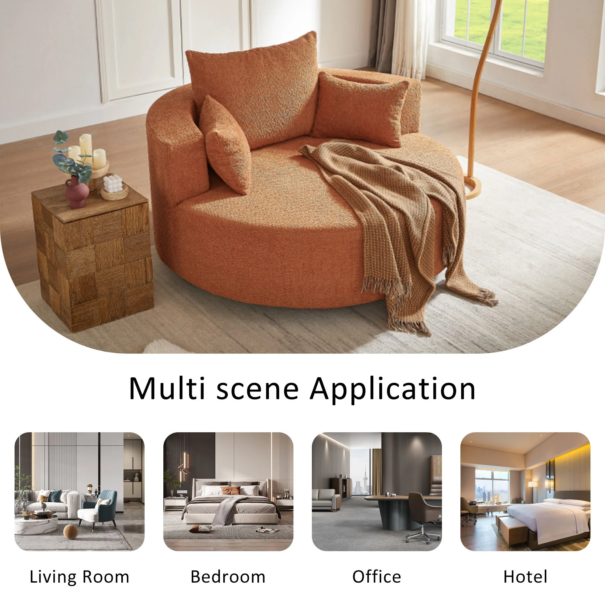 360° Swivel Accent Barrel Chair With 3 Removable Pillows For Living Room - Image 22