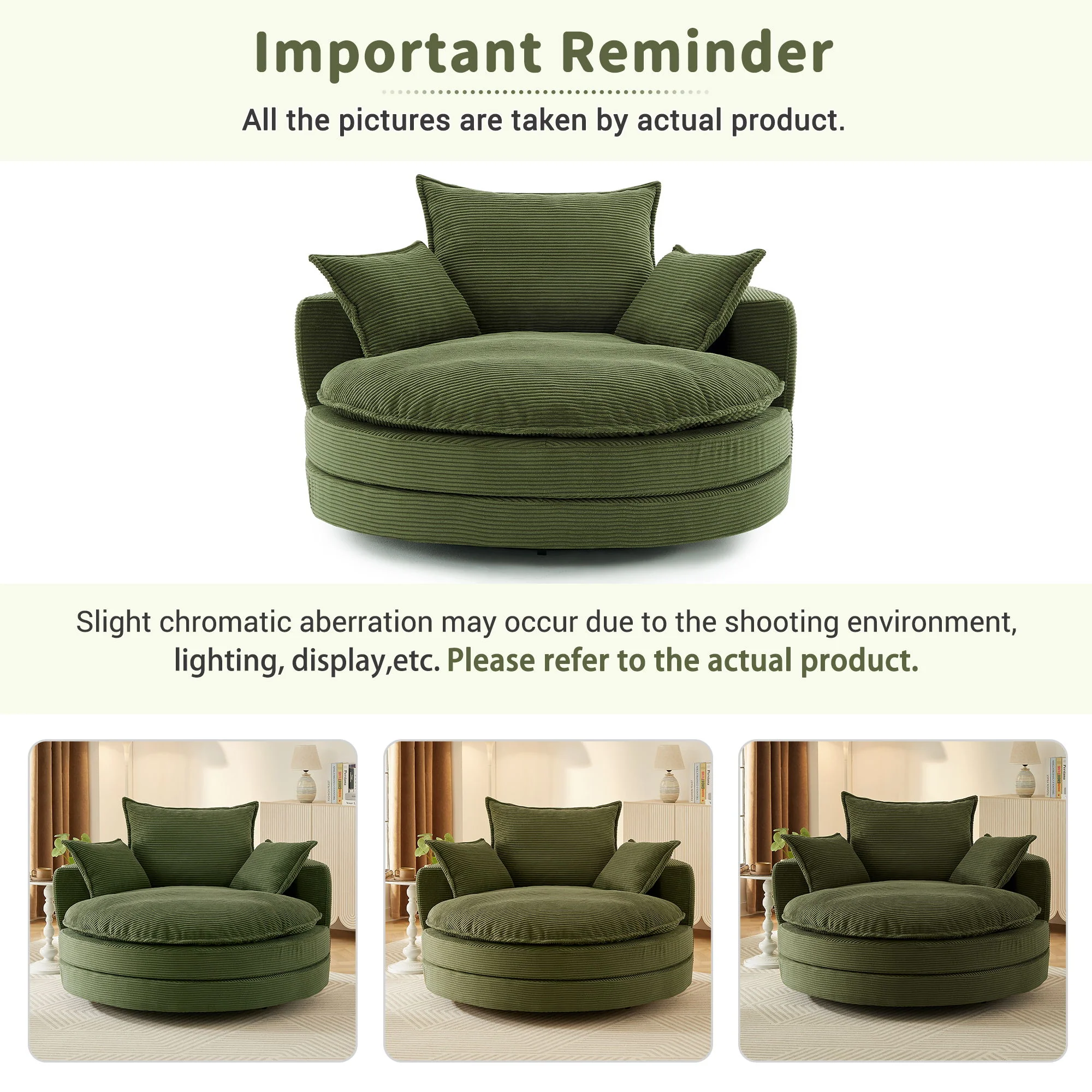 360° Swivel Accent Barrel Chair With Dual Layer Cushion And 3 Removable Pillows - Image 45