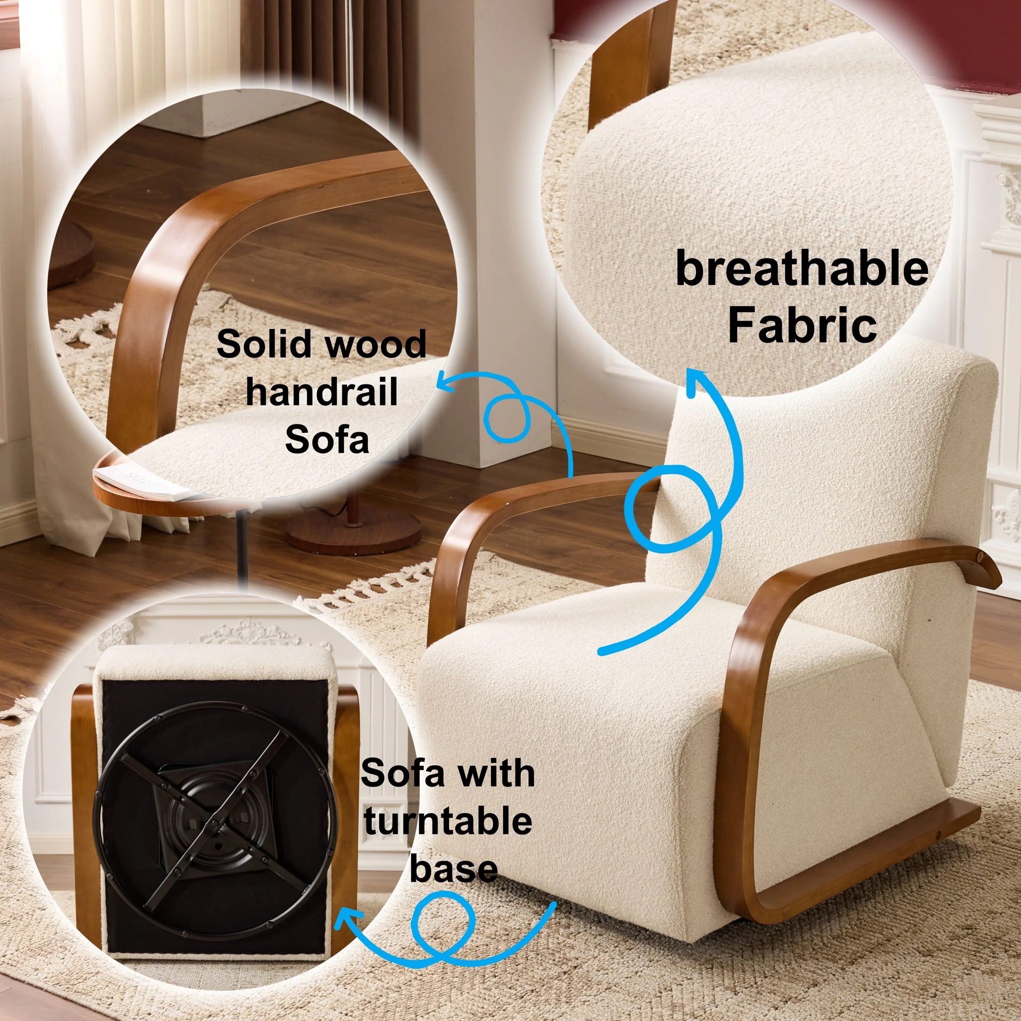 360° Swivel Accent Chair - Beige - Image 9