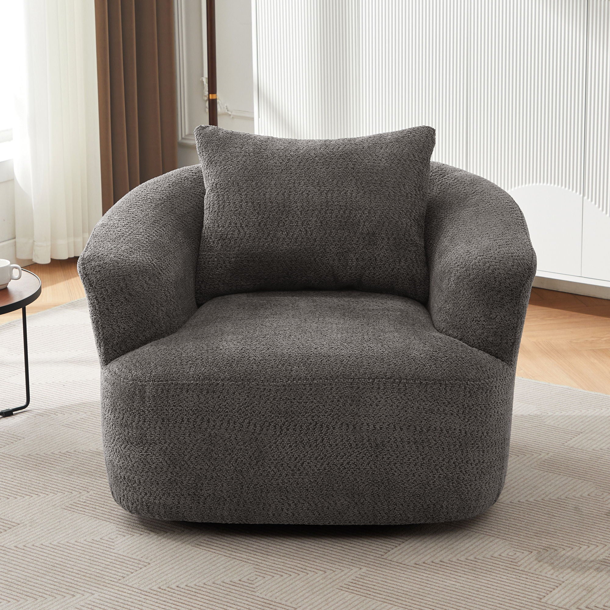 360° Swivel Barrel Sofa Chair With Throw Pillow, Upholstered Accent Chair - Image 22
