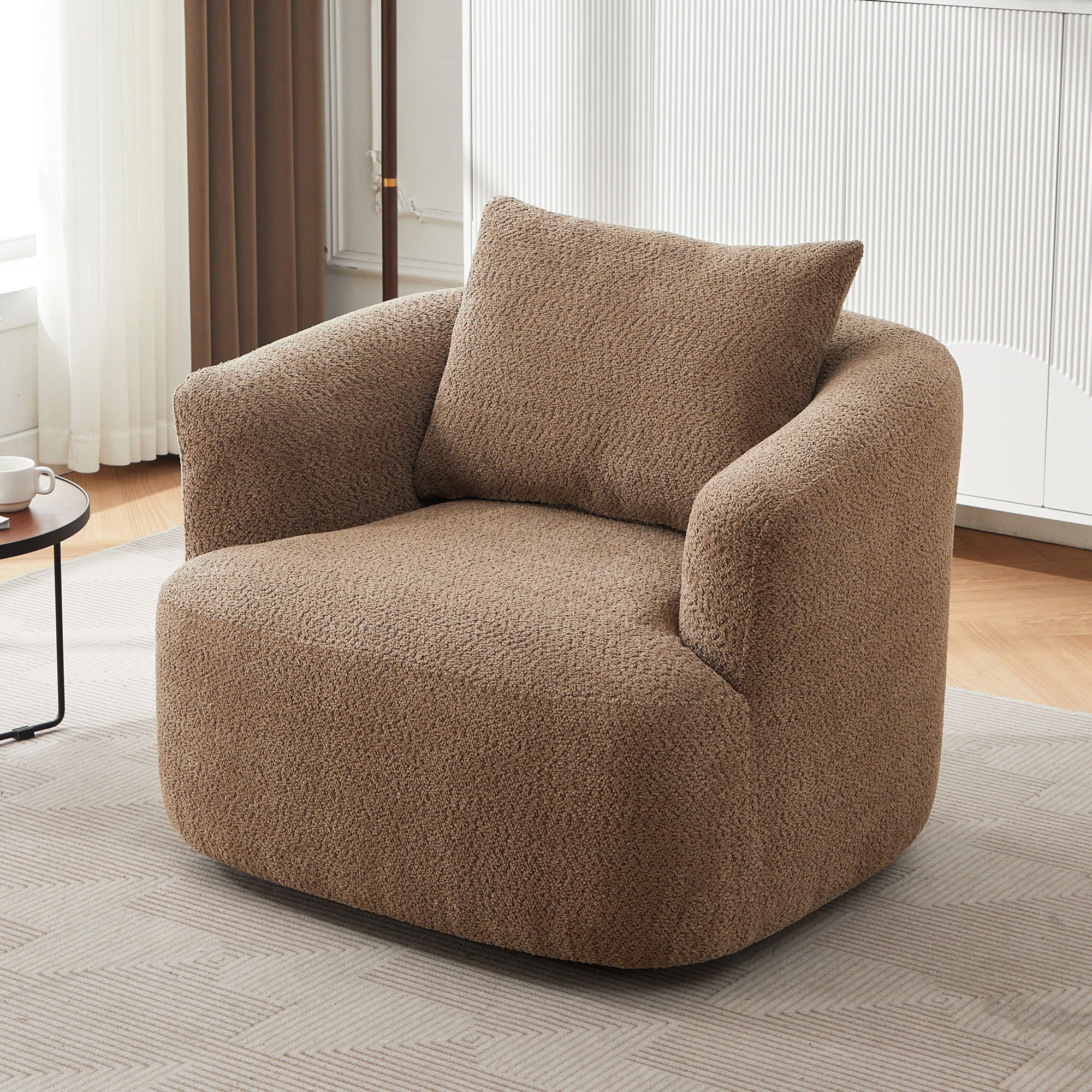 360° Swivel Barrel Sofa Chair With Throw Pillow, Upholstered Accent Chair - Image 41
