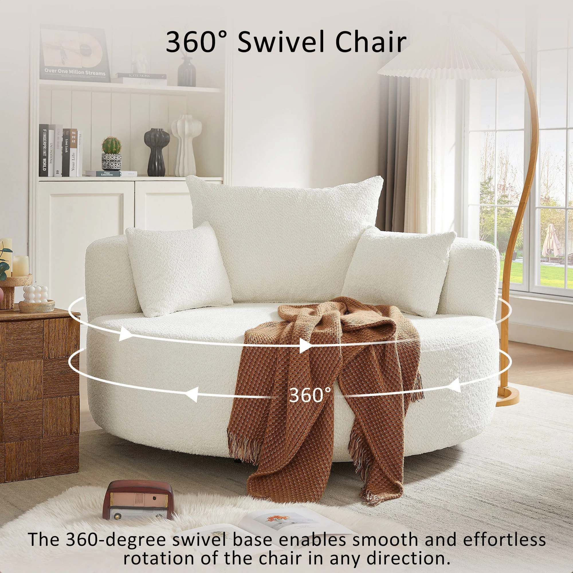 360° Swivel Chair Accent Barrel Chair With Removable Pillows - Image 16