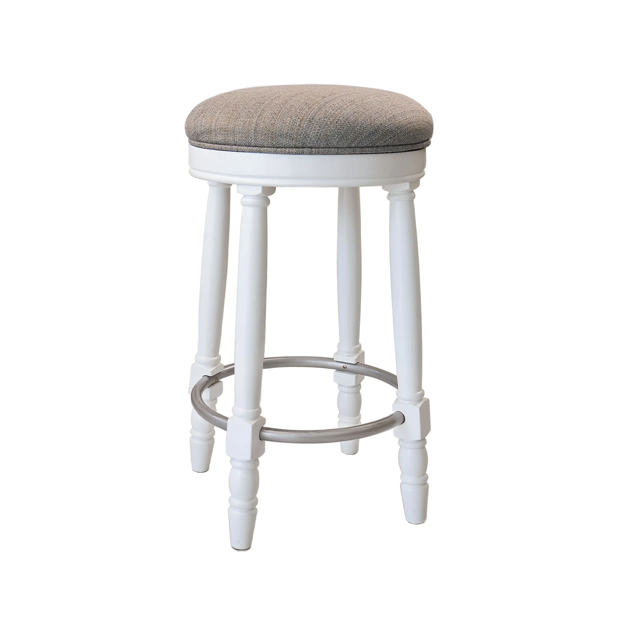 360° Swivel Wooden Barstools With Upholstered Seat, Counter Height (Set of 2) - Image 9