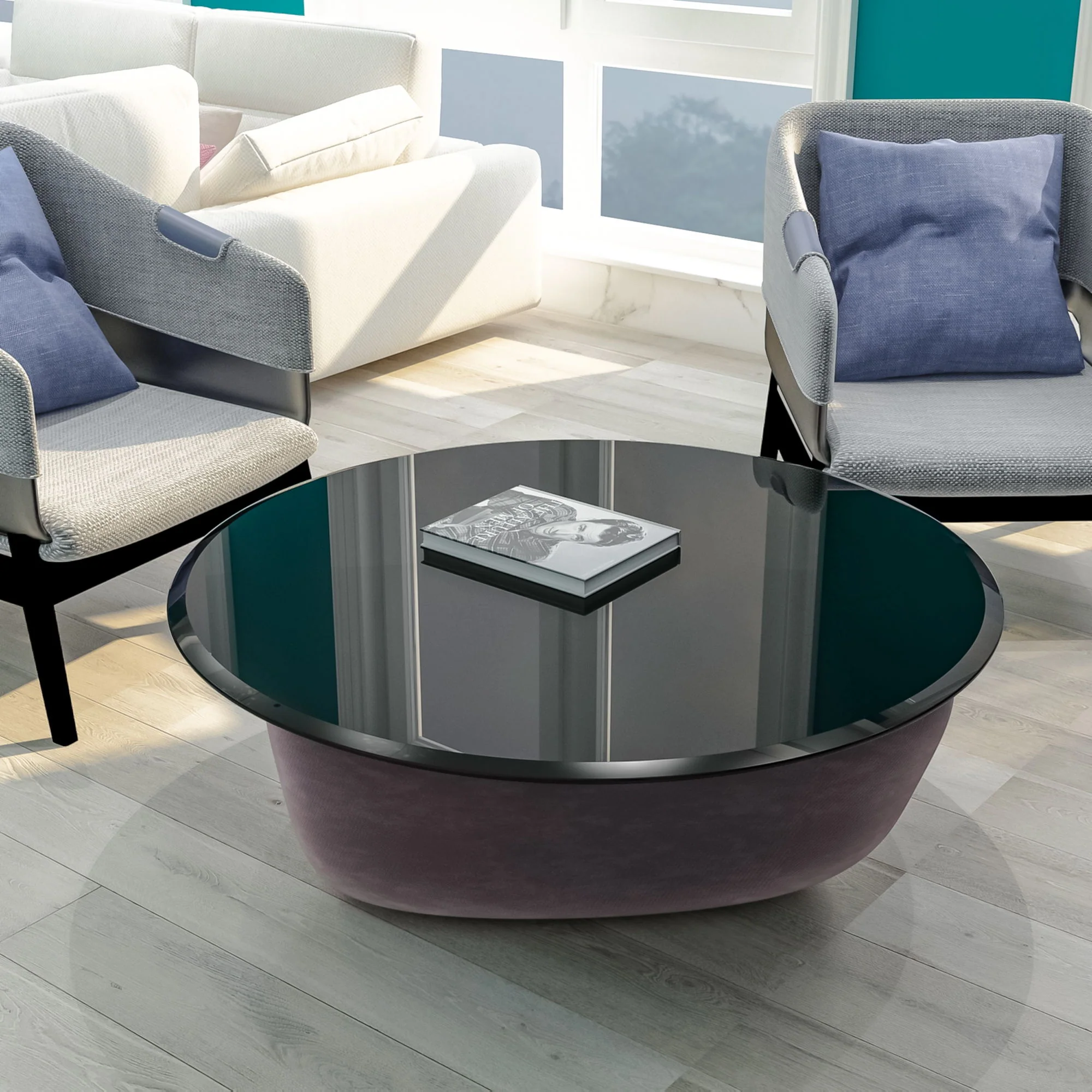 38.6" Round Tempered Glass Table Top Glass Beveled Polished Edge - Image 3