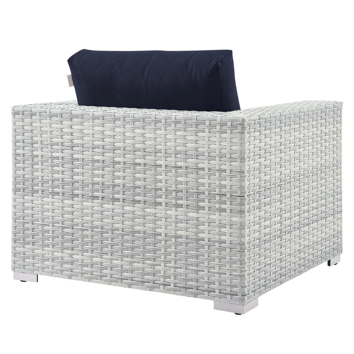 38" Light Gray Wicker Rattan Outdoor Armchair with Cushions and Weather-Resistant Frame - Image 5