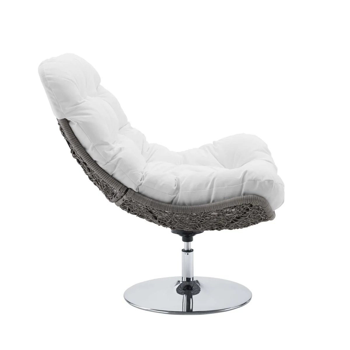 39” Wicker Rattan Outdoor Swivel Lounge Chair with Cushioned Seat for Patio - Image 3