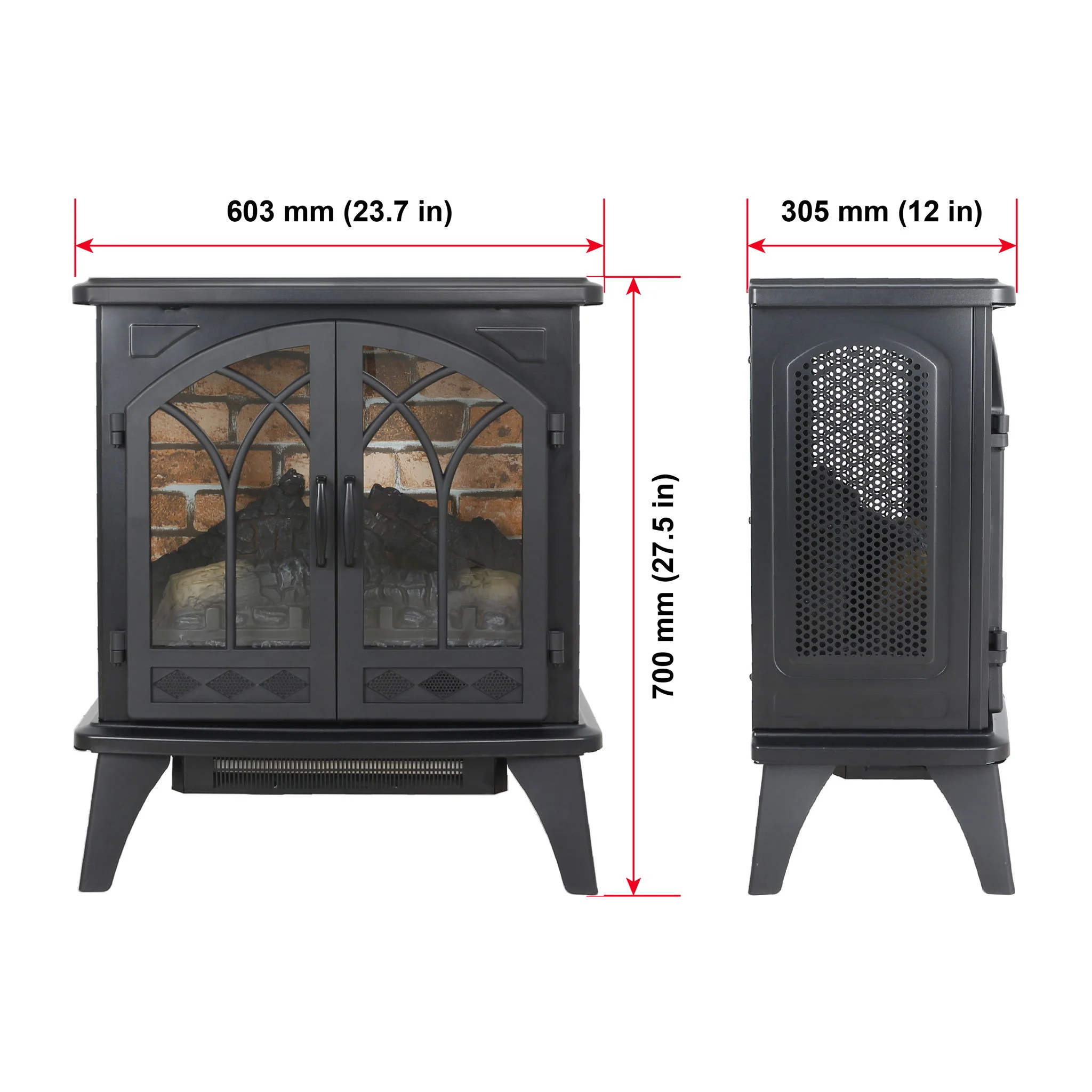 3D Flame Electric Infrared Quartz Fireplace Stove With Remote Control - Antique Black - Image 4