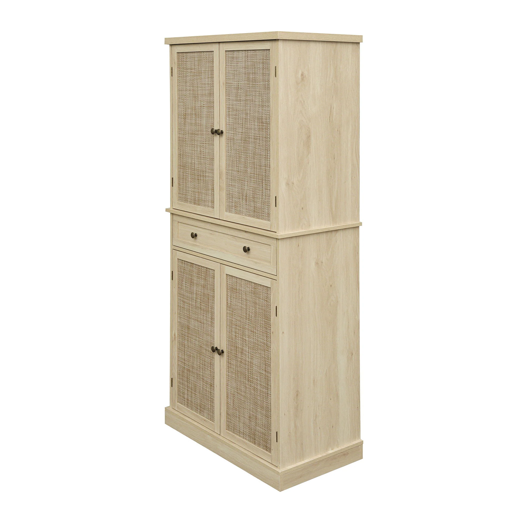 4 Door Storage Cabinet With 1 Drawer And 4 Adjustable Inner Shelves - Natural - Image 2