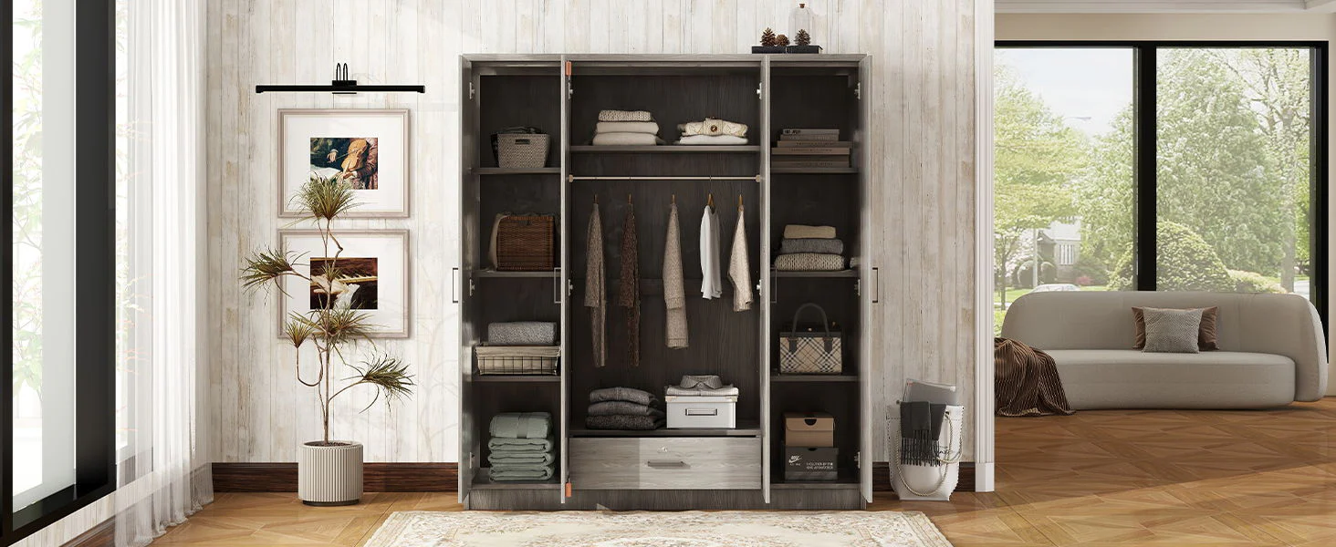 4 Door Wardrobe With 1 Drawer - Image 17