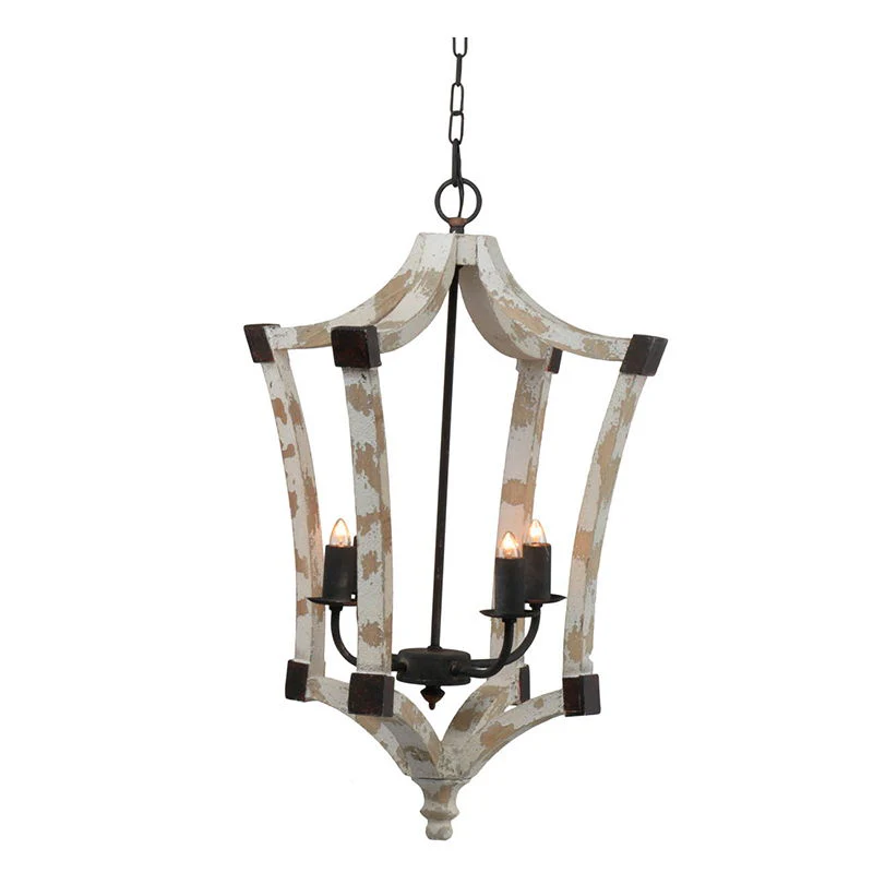 4 Light Chandelier, Hanging Light Fixture With Adjustable Chain For Kitchen, Bulb Not Included - Cream - Image 4