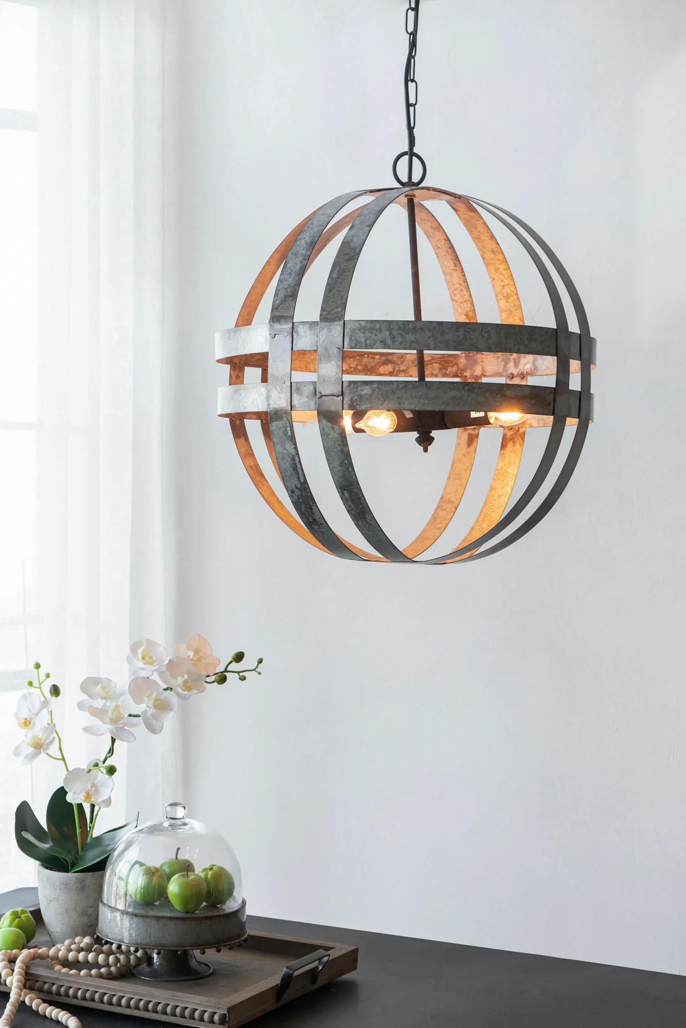 4 Light Galvanized Chandelier, Hanging Light Fixture With Adjustable Chain For Kitchen, Bulb Not Included - Gray - Image 9