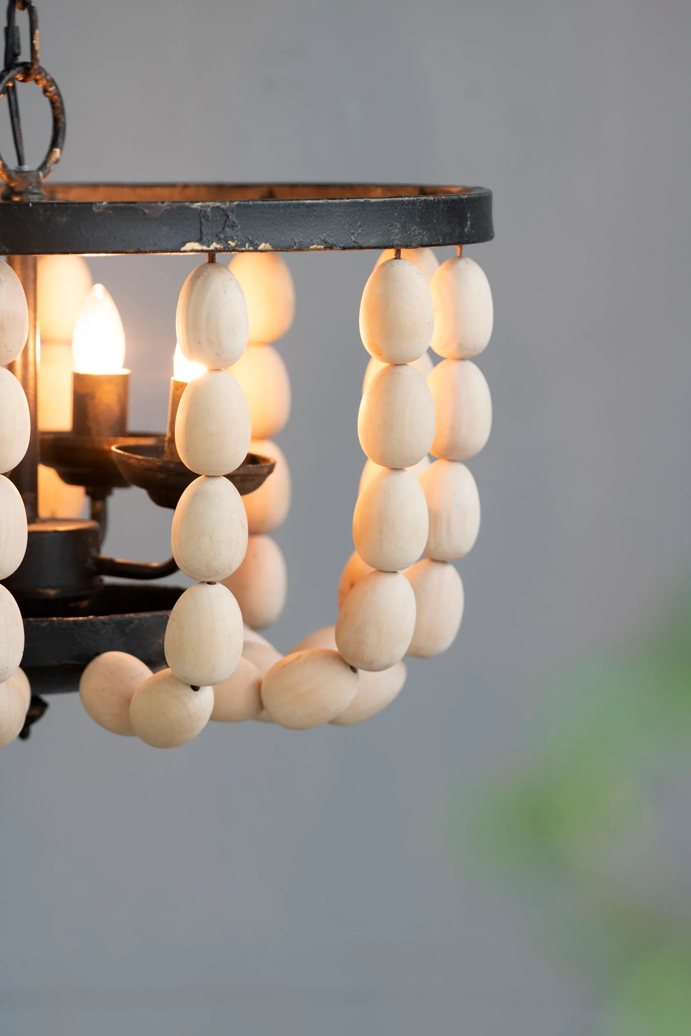 4 Light Wood Chandelier, Hanging Light Fixture With Adjustable Chain For Kitchen, Bulb Not Included - Cream - Image 4
