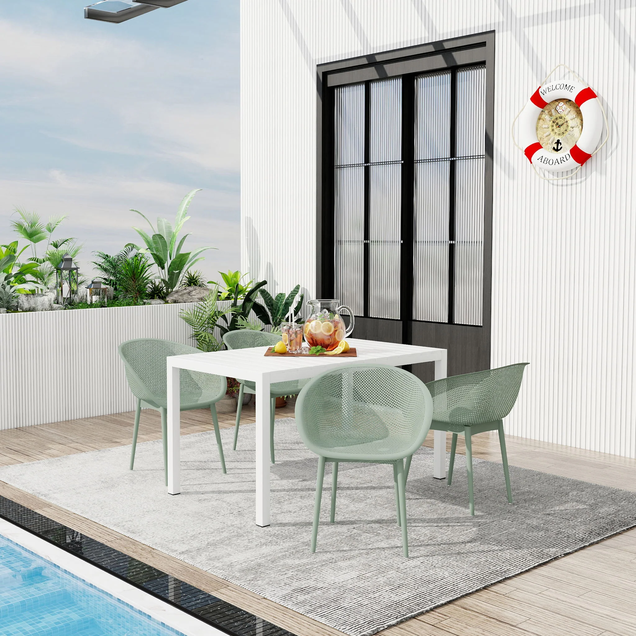 4 Pack Lounge Chair Set With Long Table - Image 17