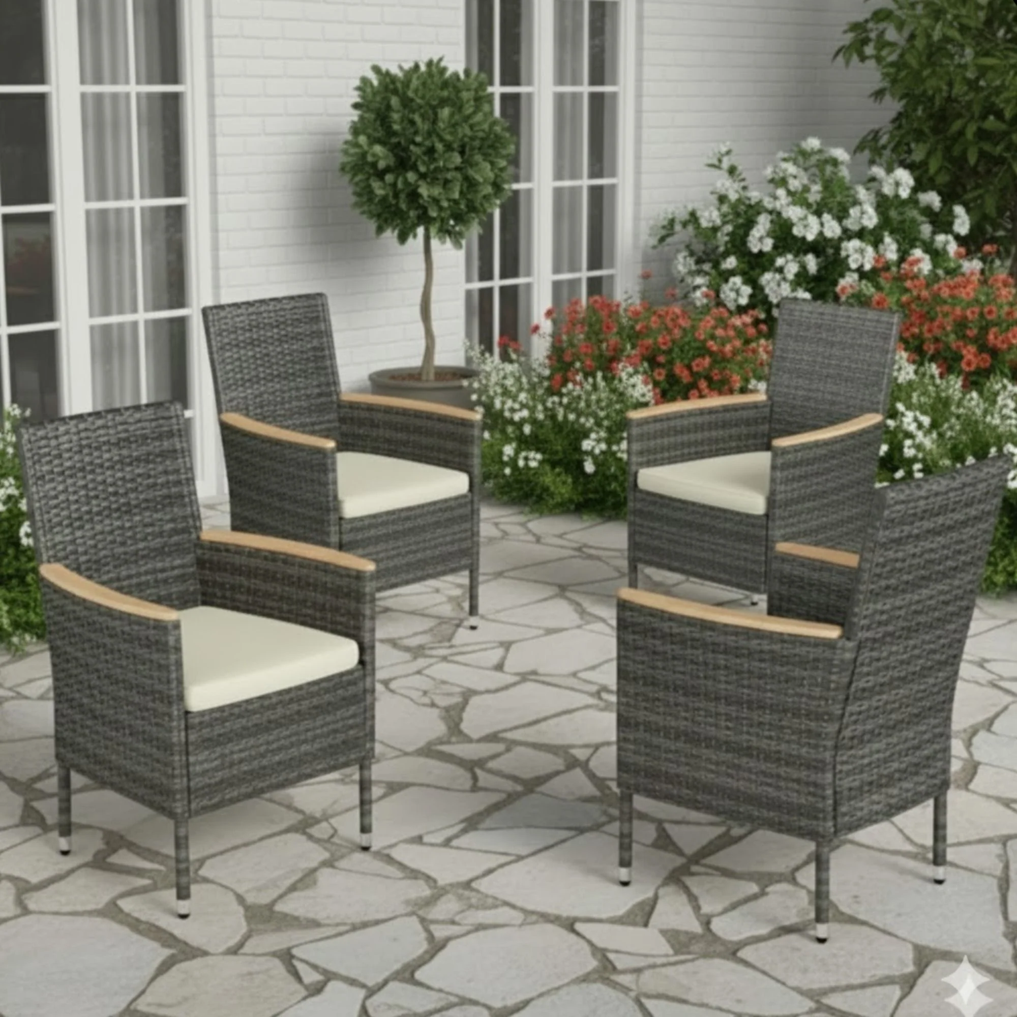 4 Piece All-Weather Patio Dining Chair Set - Image 18