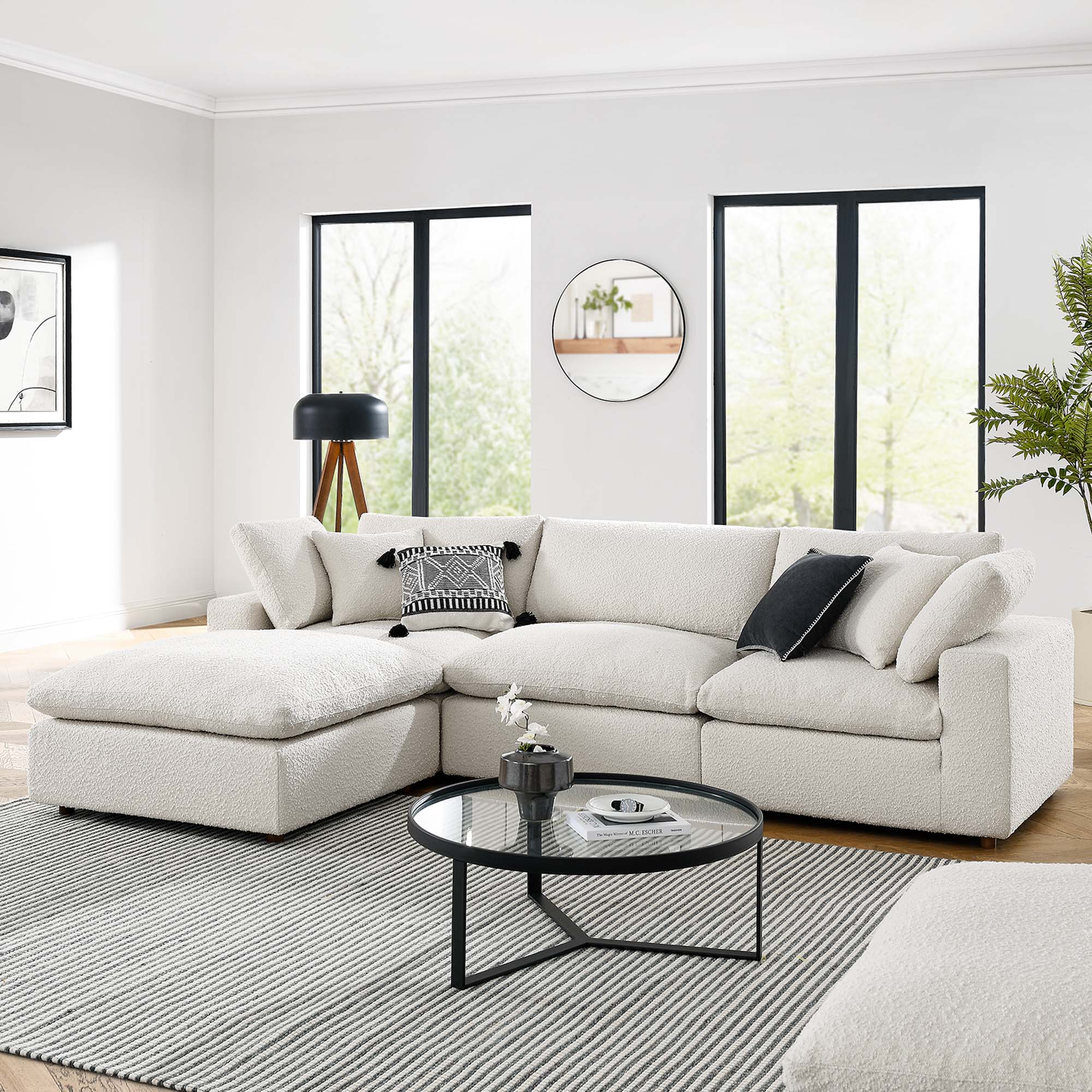 4-Piece Down Filled Overstuffed Boucle Sectional Sofa – 119 Inch - Image 5