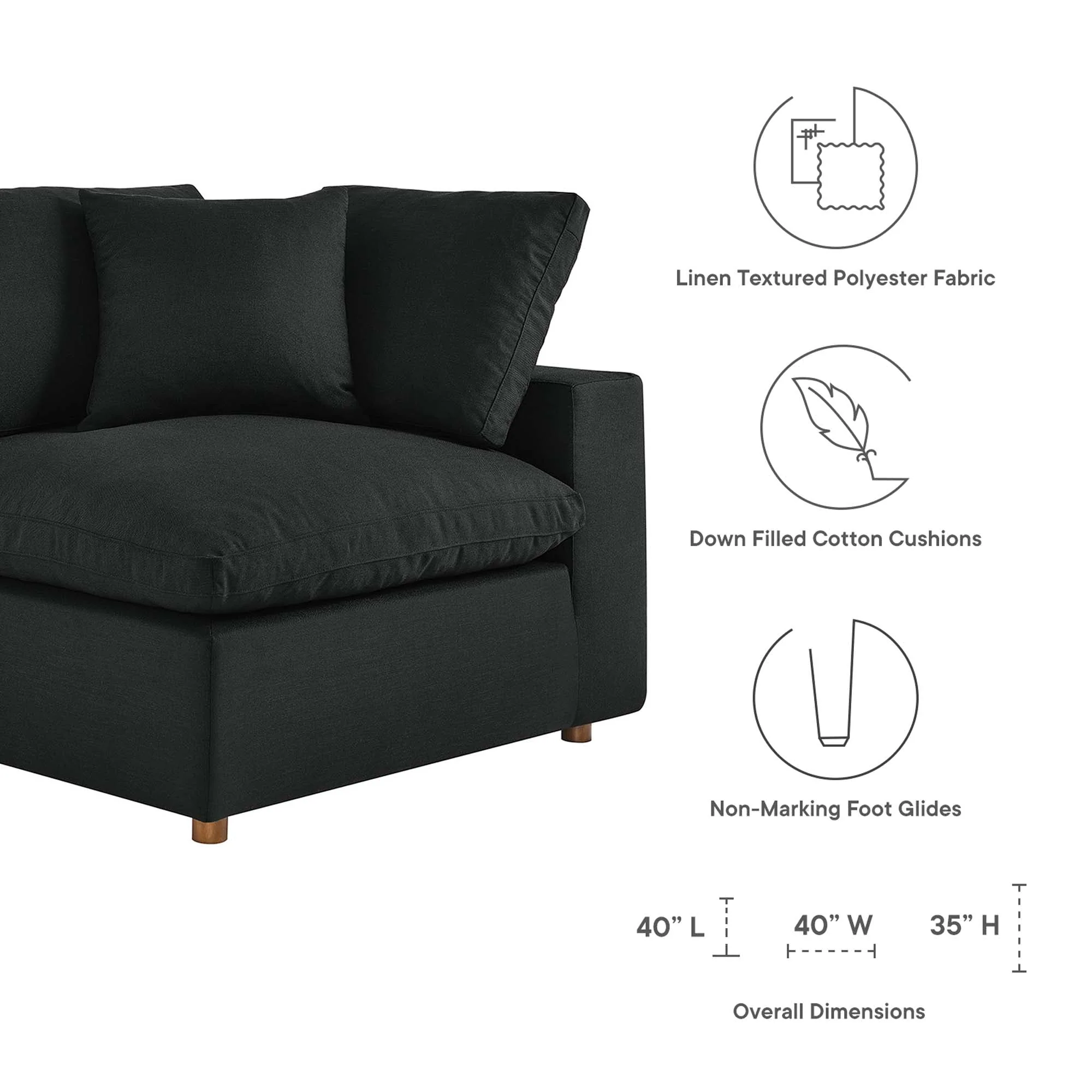 4-Piece Down Filled Overstuffed Sectional Sofa Set – 118 Inch - Image 10