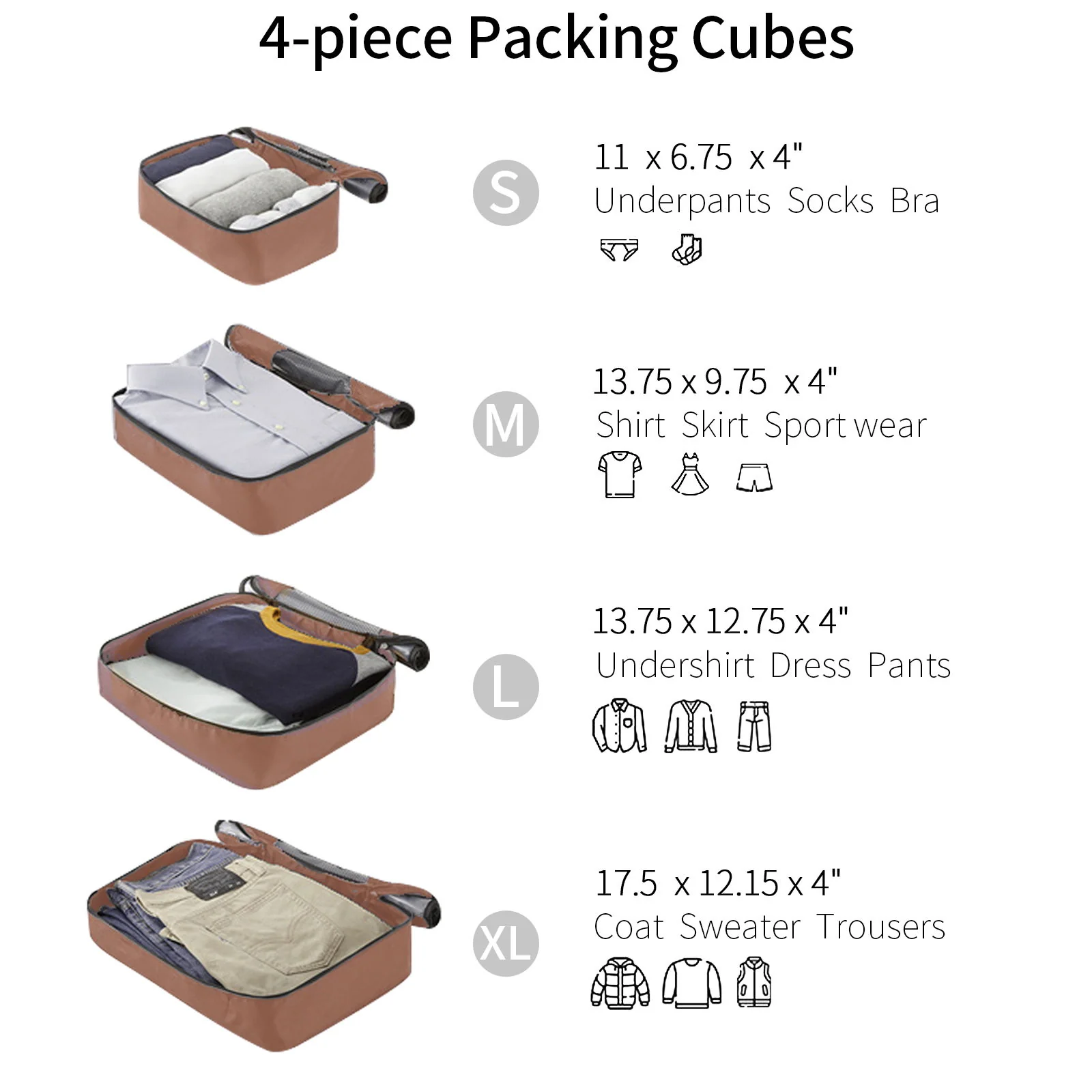 4 Piece Luggage Suitcase Set, Hard Shell Lightweight Expandable Travel Luggage With 4 Packing Cubes - Image 8