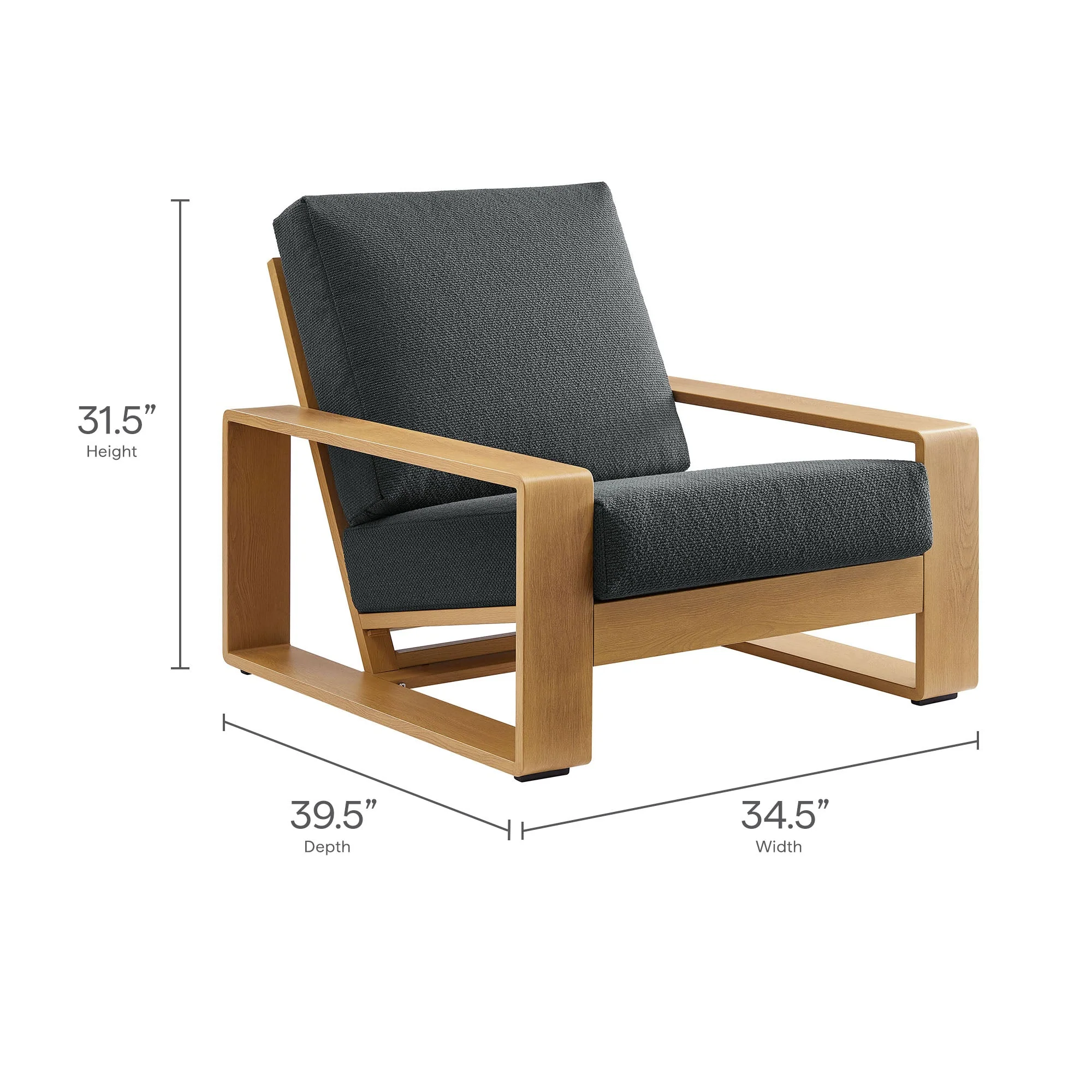 4-Piece Modern Aluminum Faux Wood Outdoor Patio Conversation Furniture Set - Image 4